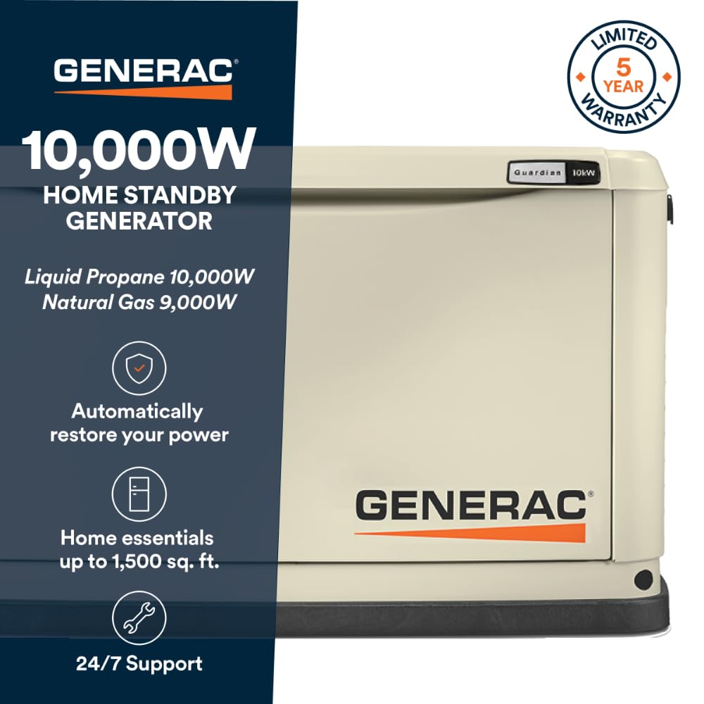 Generac 22kW Home Standby Generator for home use, built-in cellular connectivity, whole house generator for power backup