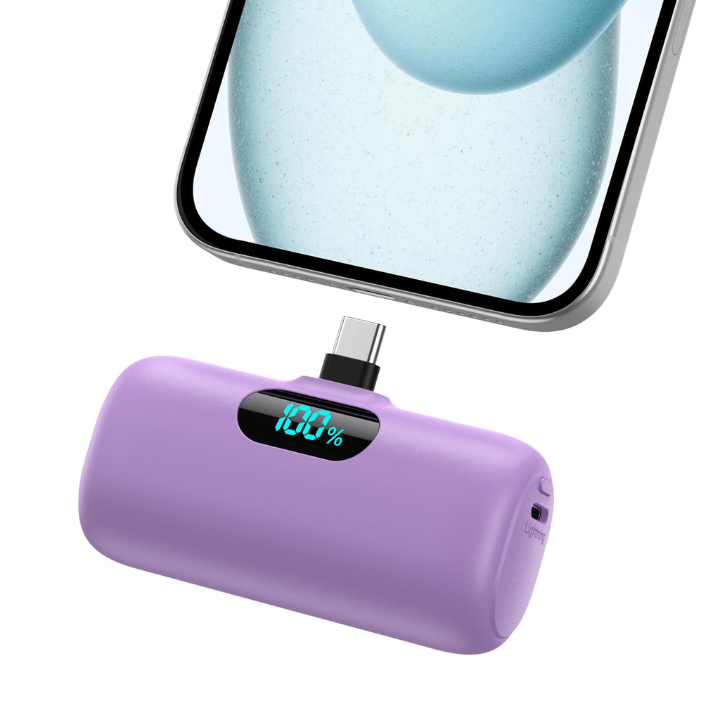 Mini Portable Charger USB C Power Bank,Upgraded 5000mAh PD Fast Charging Battery Pack Built-in USB-C Connector Travel Essential for iPhone17/17Pro/17Pro Max/Air/16 Plus/16Pro Max/15 Series Android