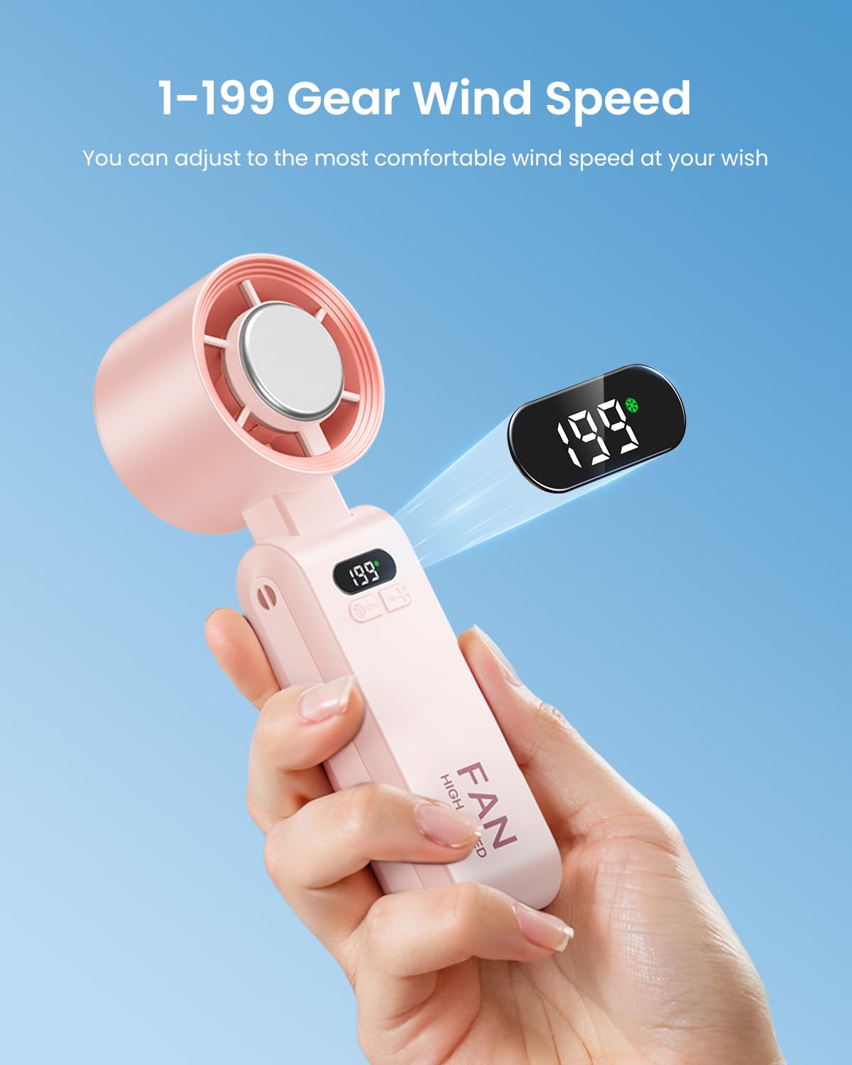 Handheld Portable Turbo Fan with Ice Cooler, Speed (1-199) Rechargeable Personal Fan[20000 RPM] Small Pocket Fans for Travel/Outdoor/Home/Office, Purple