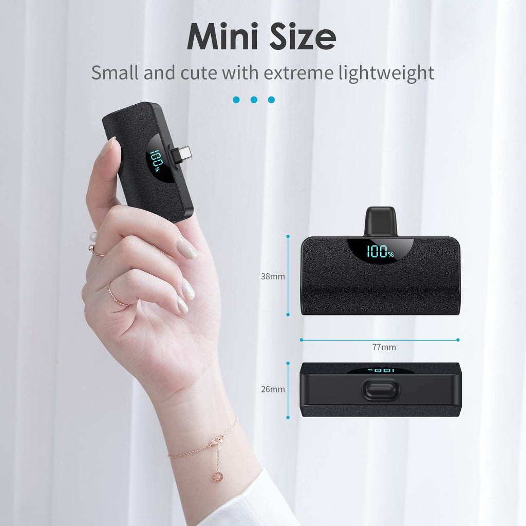 Mini Portable Charger USB C Power Bank,Upgraded 5000mAh PD Fast Charging Battery Pack Built-in USB-C Connector Travel Essential for iPhone17/17Pro/17Pro Max/Air/16 Plus/16Pro Max/15 Series Android