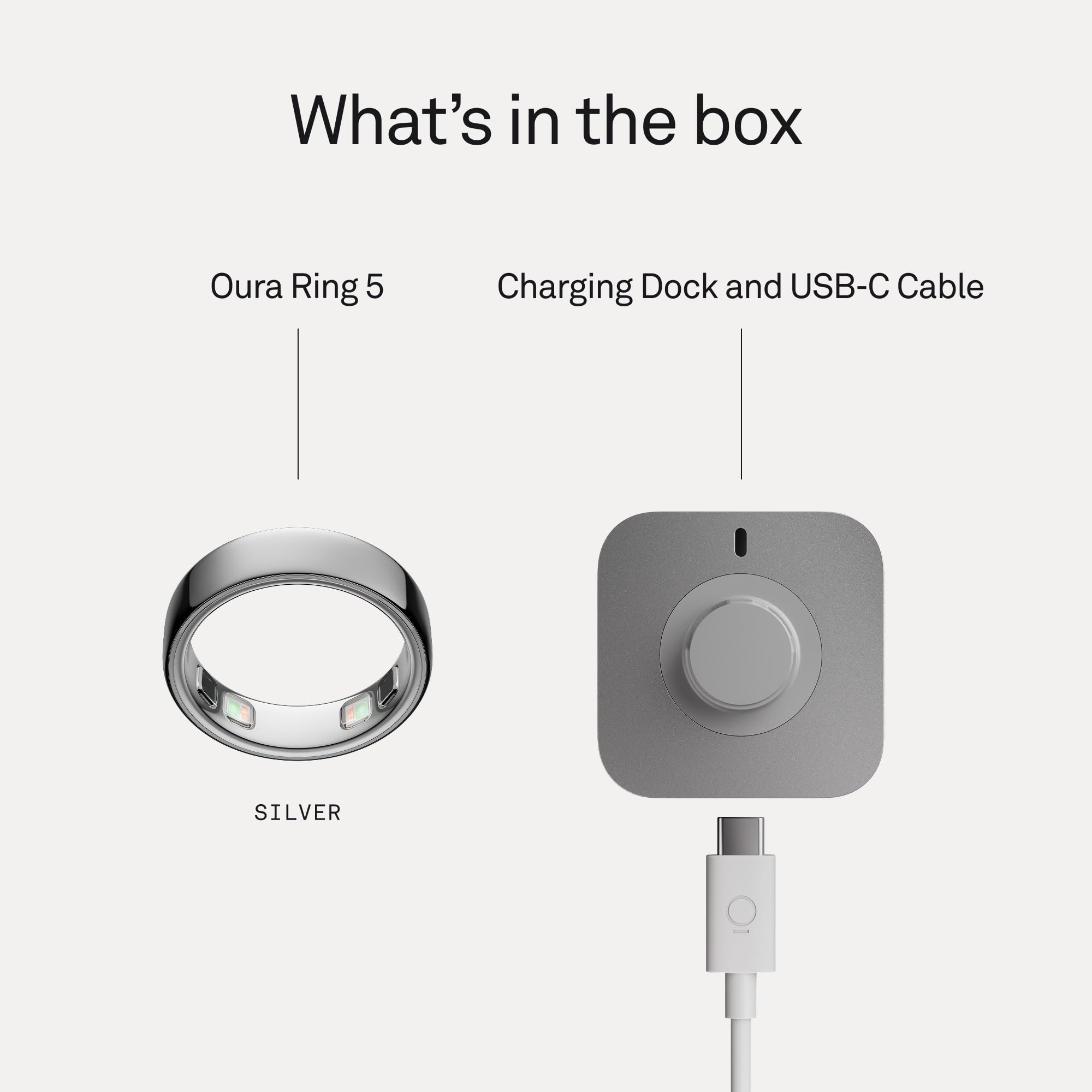 Oura Ring 5 - Silver - Size 8 - World’s Smallest Smart Ring - Sleep, Activity, Women’s Health, AI Advisor, 1 Week of Battery Life, Size Before You Buy, Android & iOS Compatible