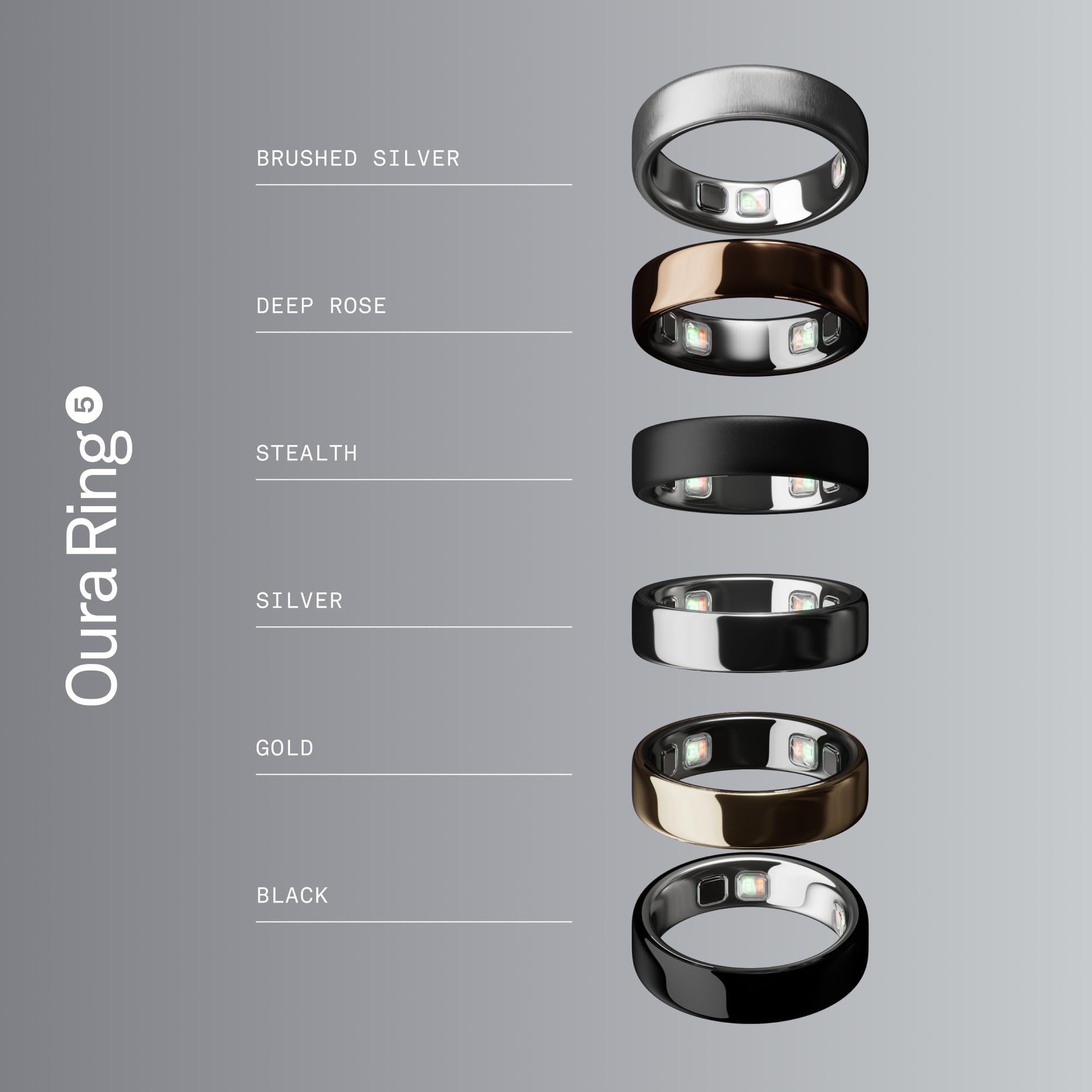 Oura Ring 5 - Silver - Size 8 - World’s Smallest Smart Ring - Sleep, Activity, Women’s Health, AI Advisor, 1 Week of Battery Life, Size Before You Buy, Android & iOS Compatible