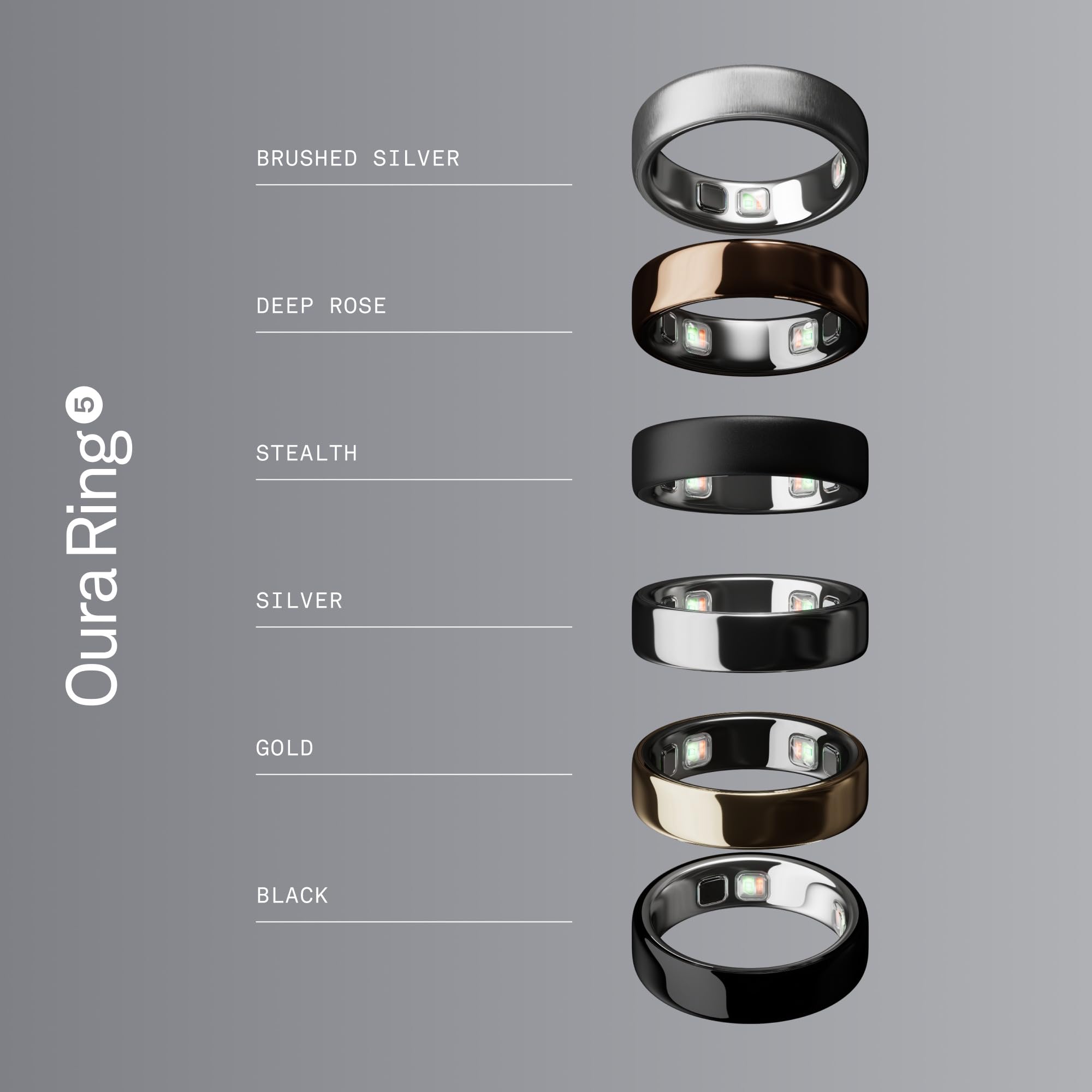 Oura Ring 5 - Silver - Size 8 - World’s Smallest Smart Ring - Sleep, Activity, Women’s Health, AI Advisor, 1 Week of Battery Life, Size Before You Buy, Android & iOS Compatible