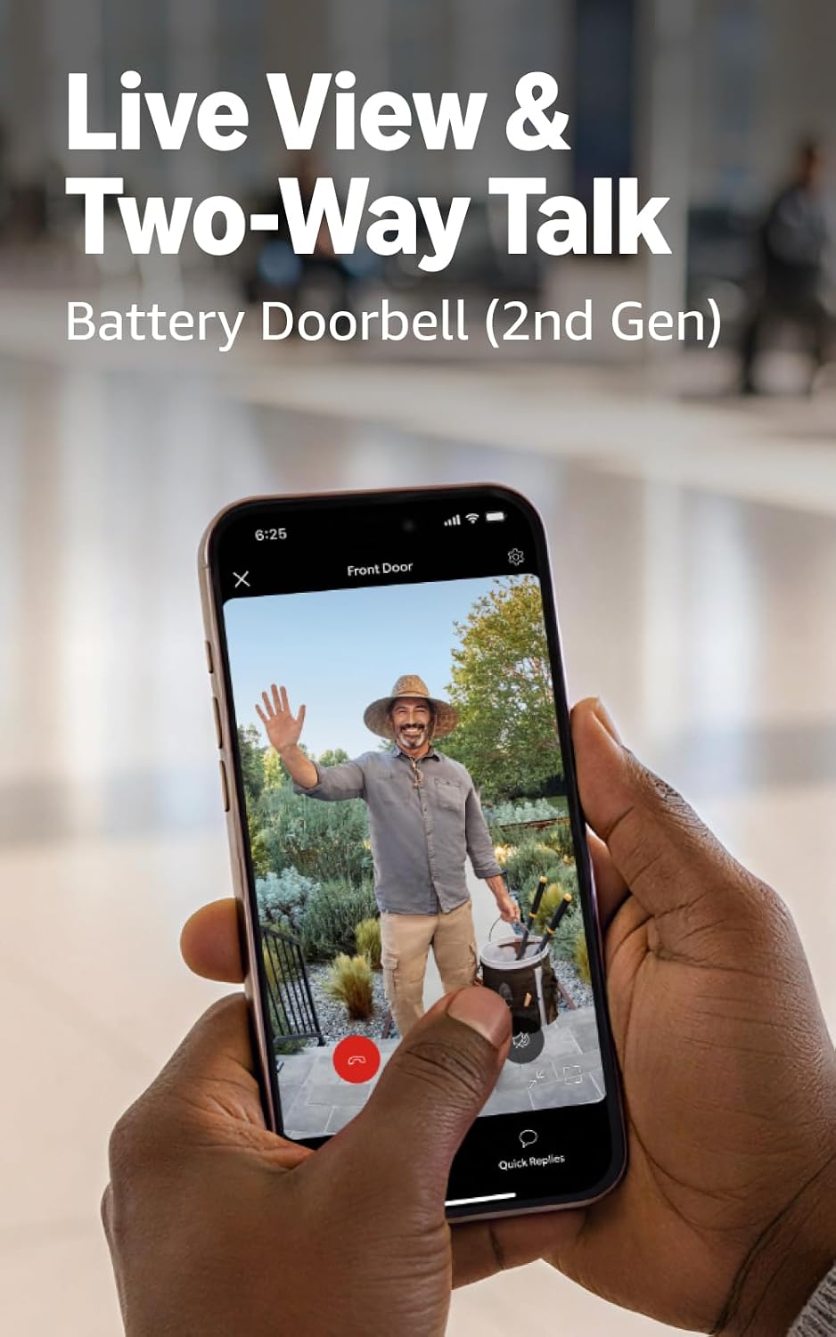 Ring Battery Doorbell (newest model) — Retinal 2K with wide-angle video, up to 6x Enhanced Zoom, Two-Way Talk, and Built-In Battery, Speckled Gray