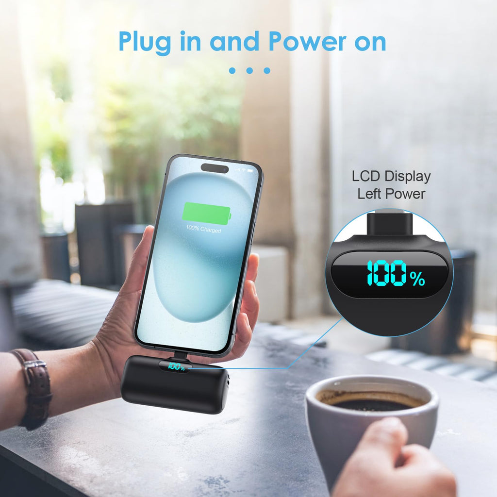 Mini Portable Charger USB C Power Bank,Upgraded 5000mAh PD Fast Charging Battery Pack Built-in USB-C Connector Travel Essential for iPhone17/17Pro/17Pro Max/Air/16 Plus/16Pro Max/15 Series Android