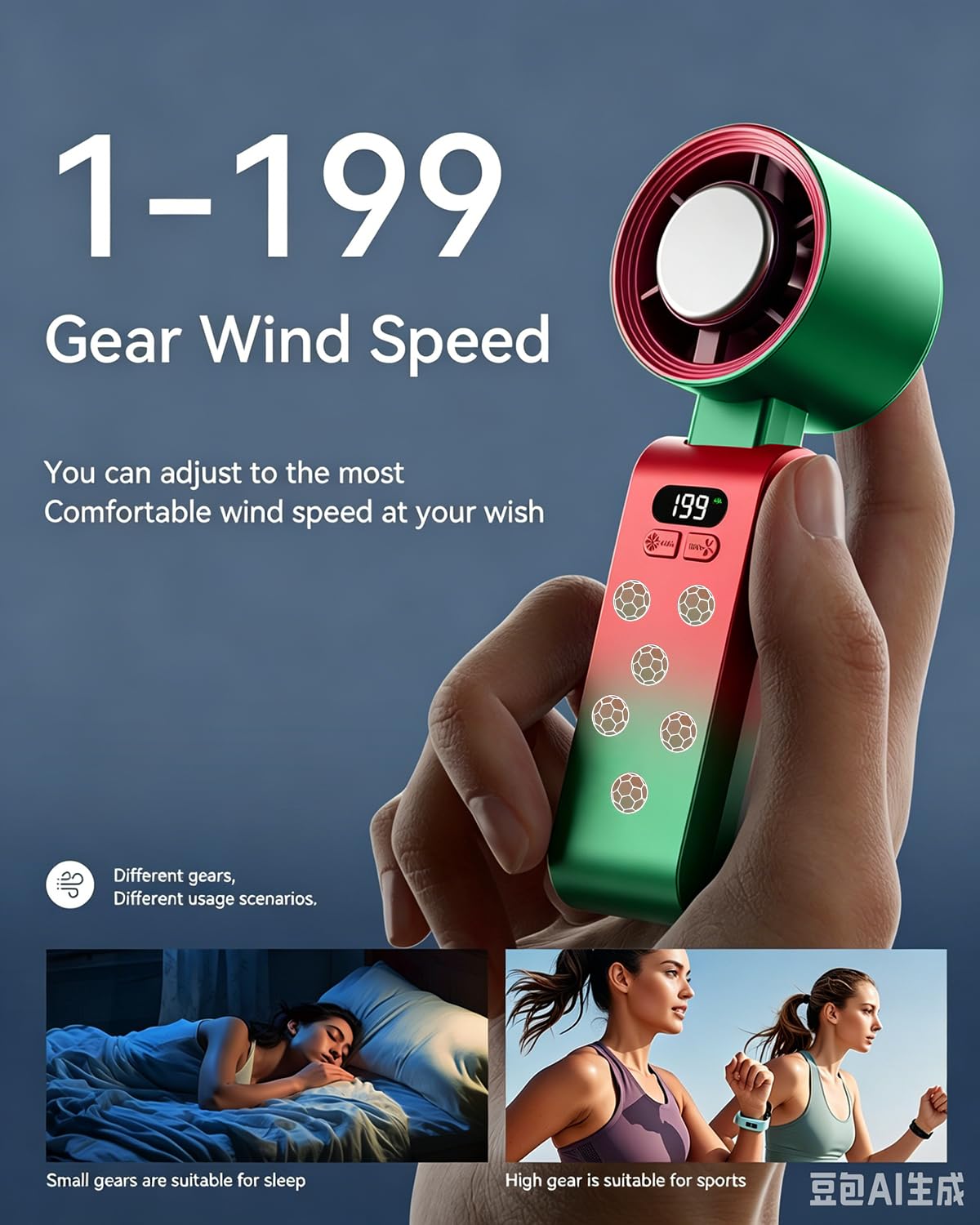 Handheld Portable Turbo Fan with Ice Cooler, Speed (1-199) Rechargeable Personal Fan[20000 RPM] Small Pocket Fans for Travel/Outdoor/Home/Office, Purple