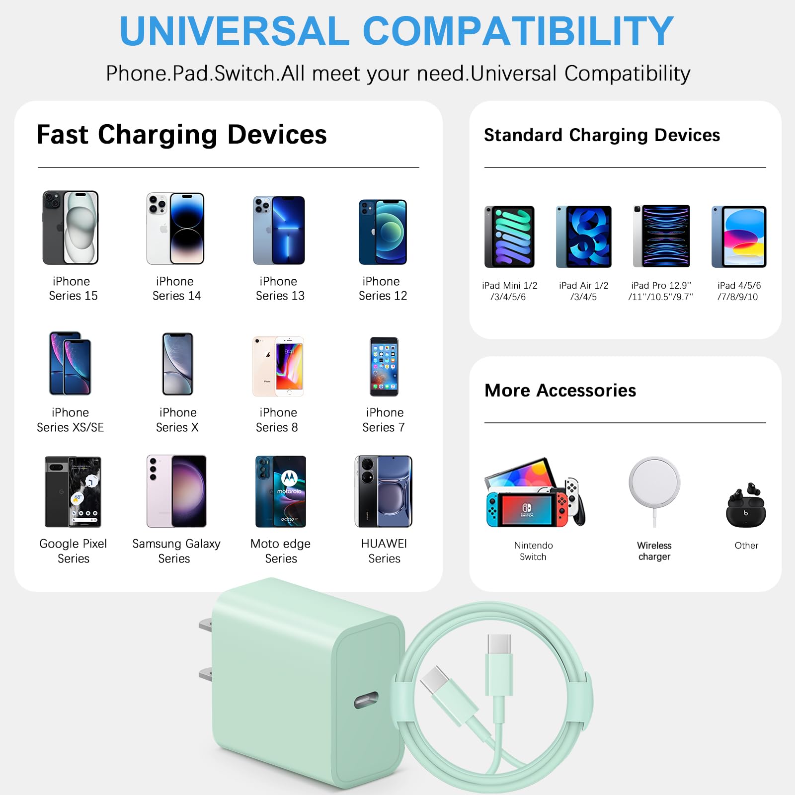 iPhone 17 16 15 Charger Fast Charging 3+3Pack Type C Charger USB C Chargers Block with 6FT Cable for iPhone Air/17/17 Plus/17 Pro/17 Pro Max/16/16 Plus/16 Pro/16 Pro Max/15/15 Pro Max/iPad Pro