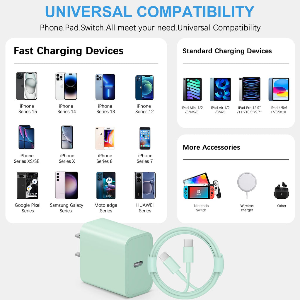 iPhone 17 16 15 Charger Fast Charging 3+3Pack Type C Charger USB C Chargers Block with 6FT Cable for iPhone Air/17/17 Plus/17 Pro/17 Pro Max/16/16 Plus/16 Pro/16 Pro Max/15/15 Pro Max/iPad Pro