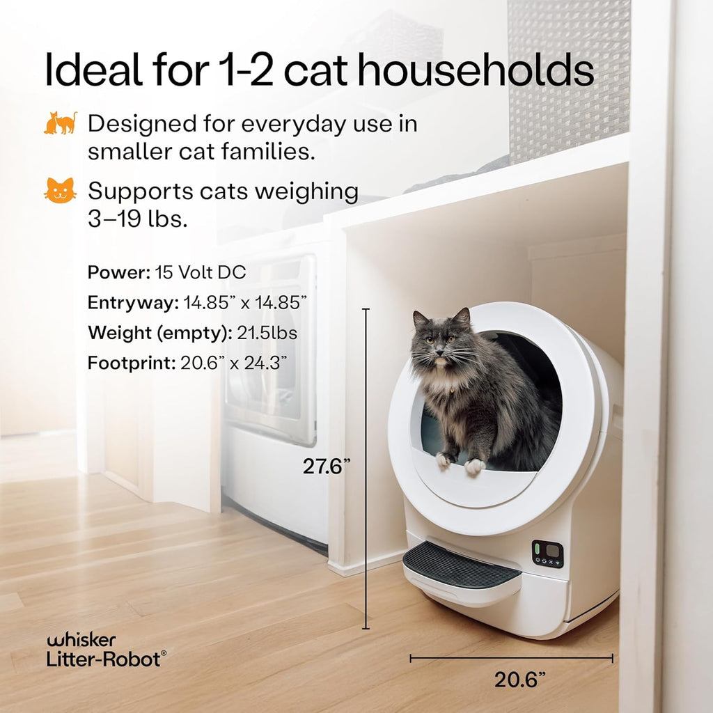 Litter-Robot EVO Bundle by Whisker, Black - Automatic Self-Cleaning Cat Litter Box, Compact Space-Saving Design, Advanced Odor Control, Includes Robot, Mat, and Supply Kit (Black)