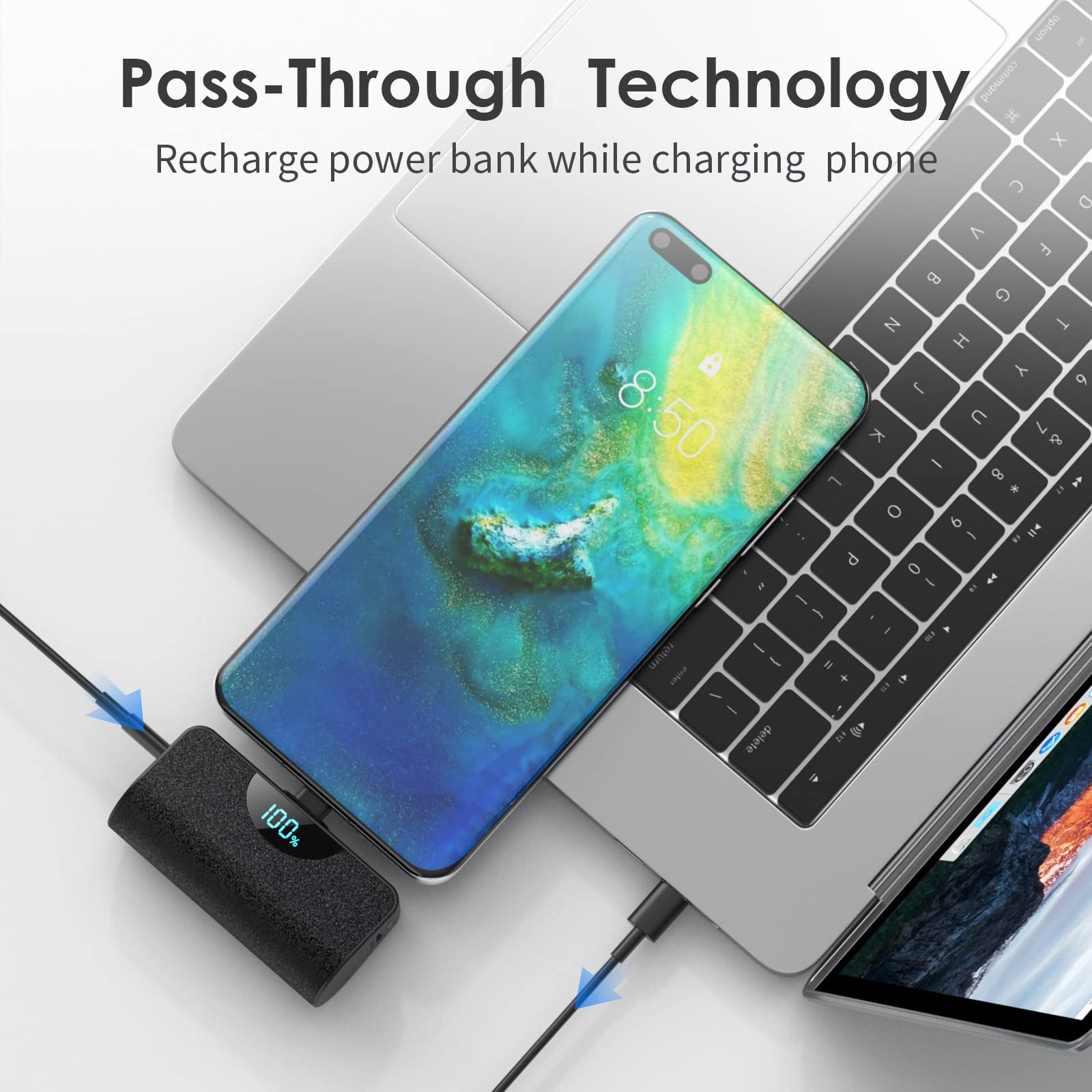 Mini Portable Charger USB C Power Bank,Upgraded 5000mAh PD Fast Charging Battery Pack Built-in USB-C Connector Travel Essential for iPhone17/17Pro/17Pro Max/Air/16 Plus/16Pro Max/15 Series Android