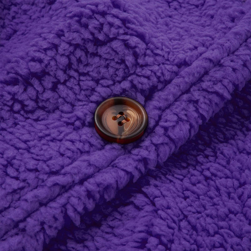 Cdiecer Fuzzy Jackets for Women Winter Sherpa Coat Autumn Winter Fleece Jacket Button Solid Color Cardigan With Pockets