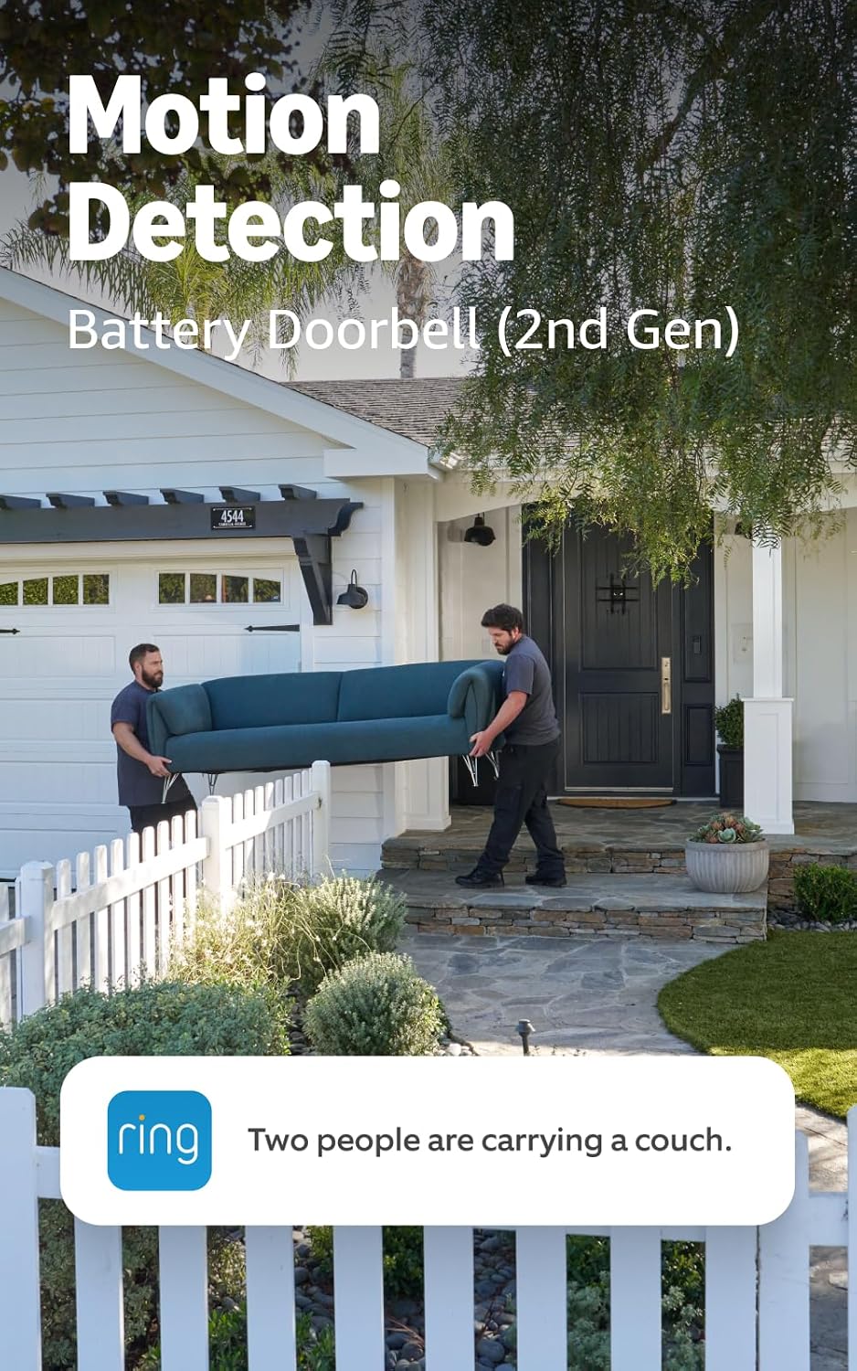 Ring Battery Doorbell (newest model) — Retinal 2K with wide-angle video, up to 6x Enhanced Zoom, Two-Way Talk, and Built-In Battery, Speckled Gray