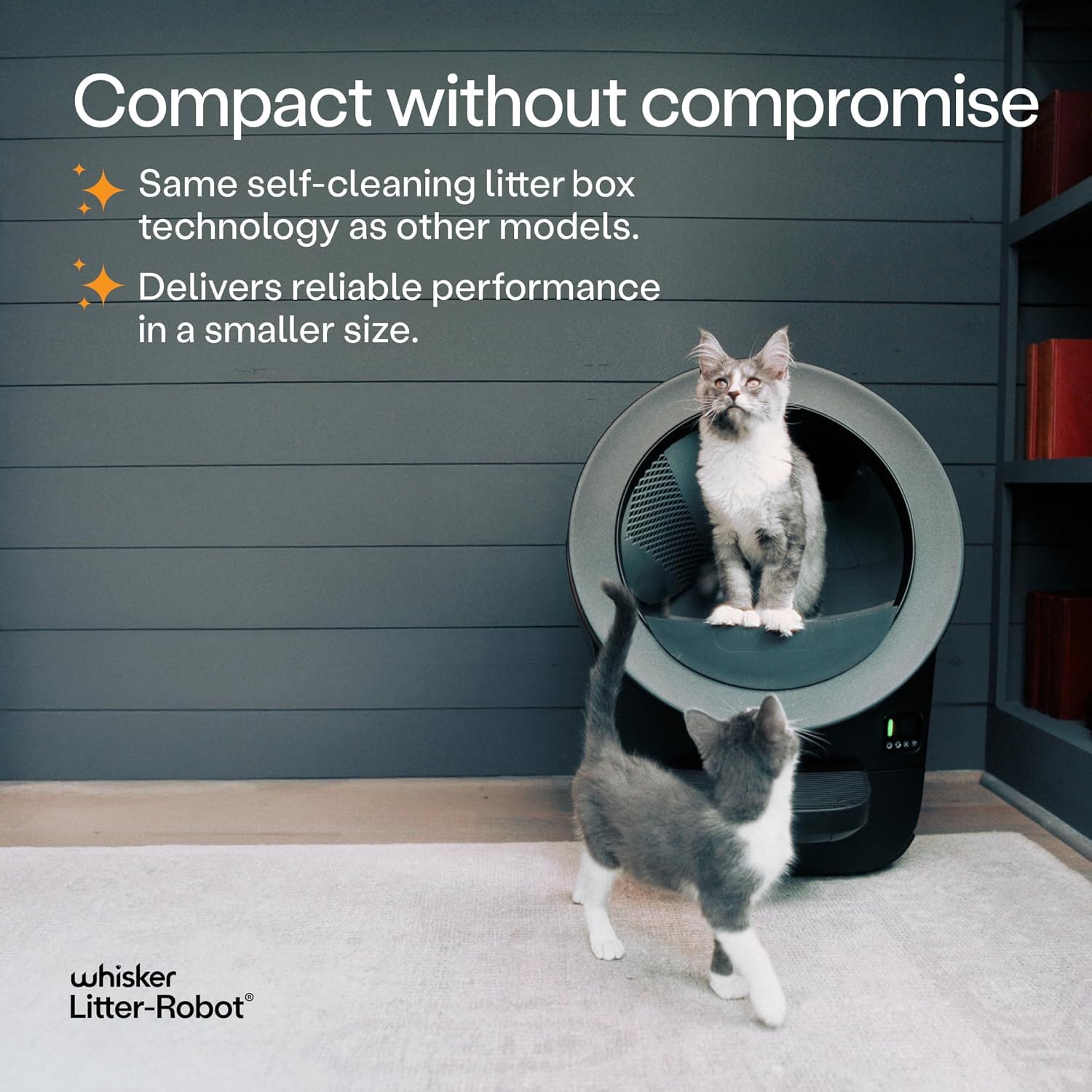 Litter-Robot EVO Bundle by Whisker, Black - Automatic Self-Cleaning Cat Litter Box, Compact Space-Saving Design, Advanced Odor Control, Includes Robot, Mat, and Supply Kit (Black)