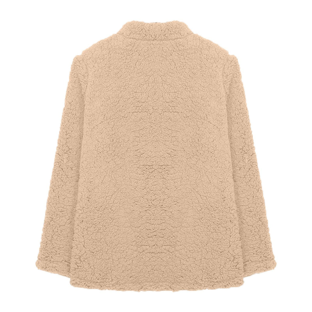 Cdiecer Fuzzy Jackets for Women Winter Sherpa Coat Autumn Winter Fleece Jacket Button Solid Color Cardigan With Pockets