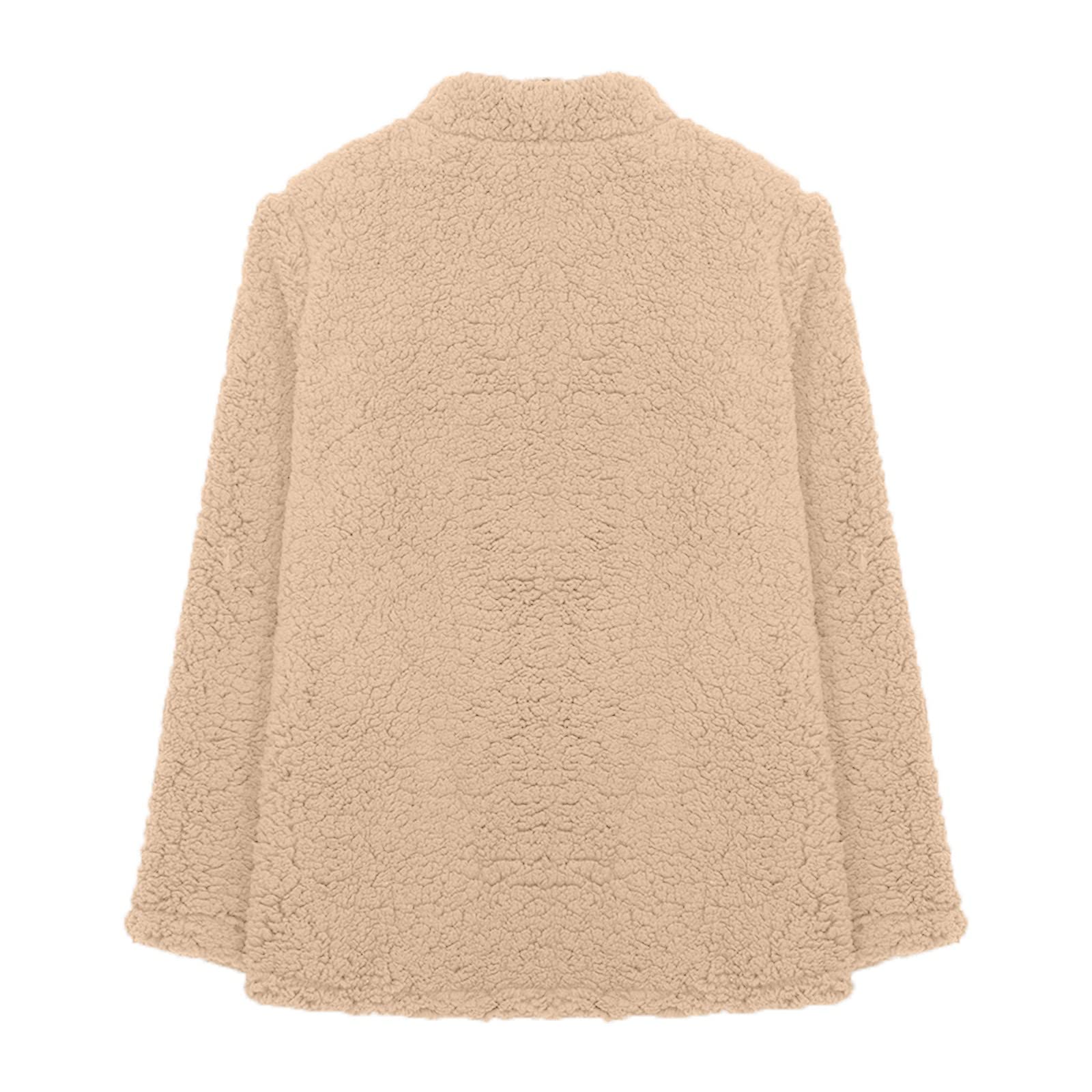 Cdiecer Fuzzy Jackets for Women Winter Sherpa Coat Autumn Winter Fleece Jacket Button Solid Color Cardigan With Pockets