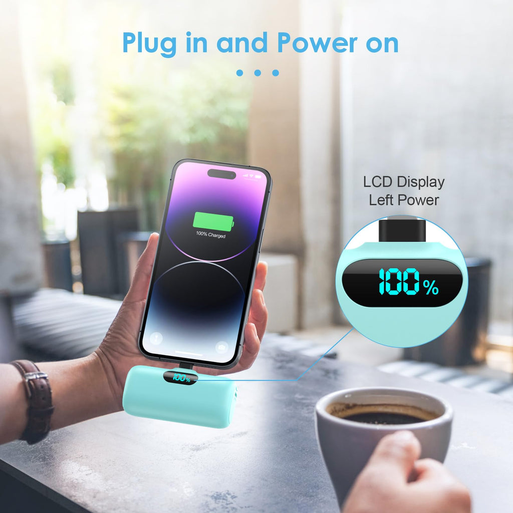 Mini Portable Charger USB C Power Bank,Upgraded 5000mAh PD Fast Charging Battery Pack Built-in USB-C Connector Travel Essential for iPhone17/17Pro/17Pro Max/Air/16 Plus/16Pro Max/15 Series Android