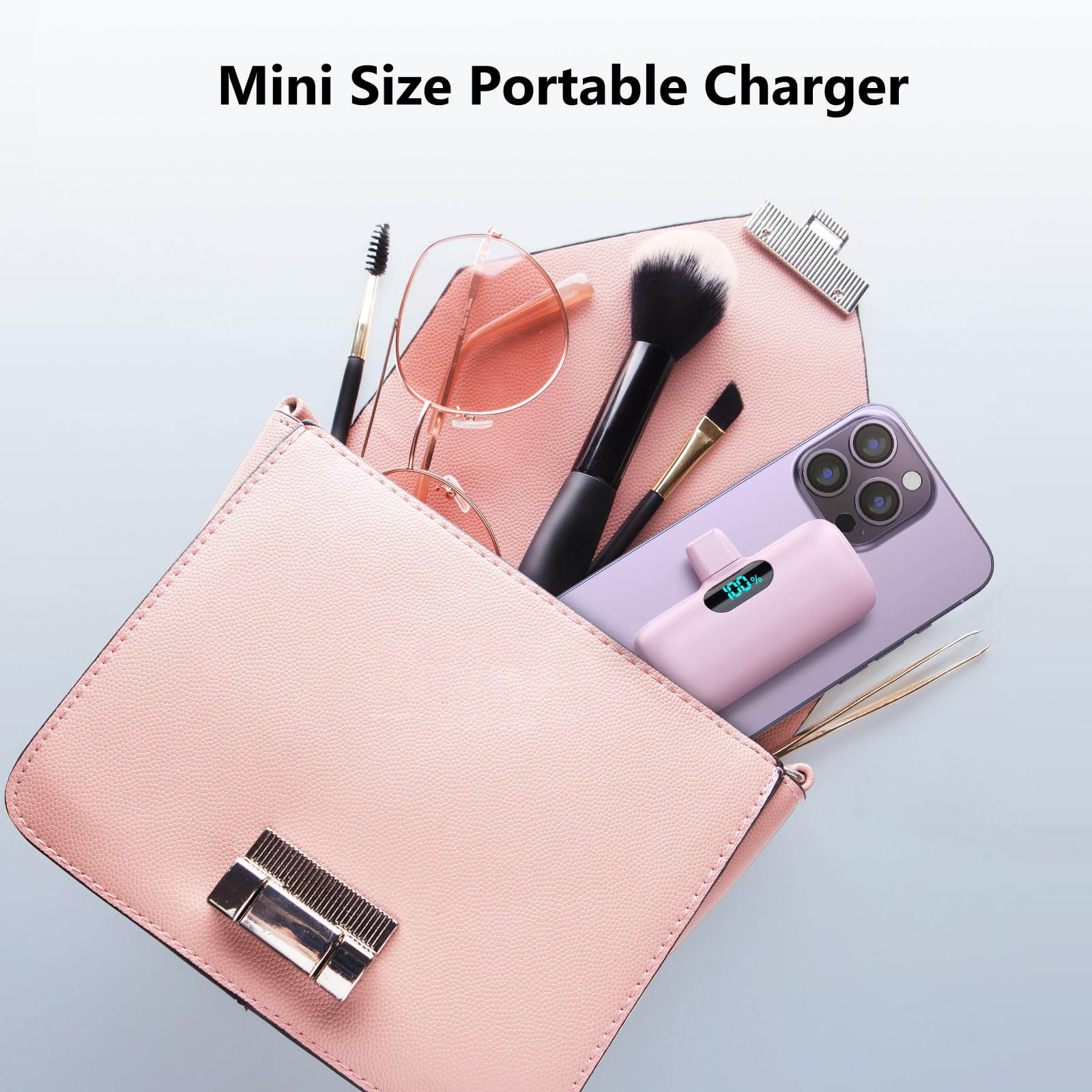 Mini Portable Charger USB C Power Bank,Upgraded 5000mAh PD Fast Charging Battery Pack Built-in USB-C Connector Travel Essential for iPhone17/17Pro/17Pro Max/Air/16 Plus/16Pro Max/15 Series Android
