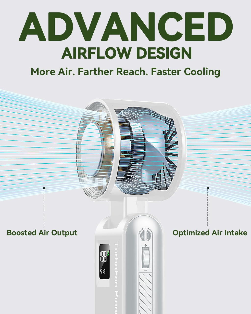 Handheld Portable Turbo Fan with Ice Cooler, Speed (1-199) Rechargeable Personal Fan[20000 RPM] Small Pocket Fans for Travel/Outdoor/Home/Office, Purple