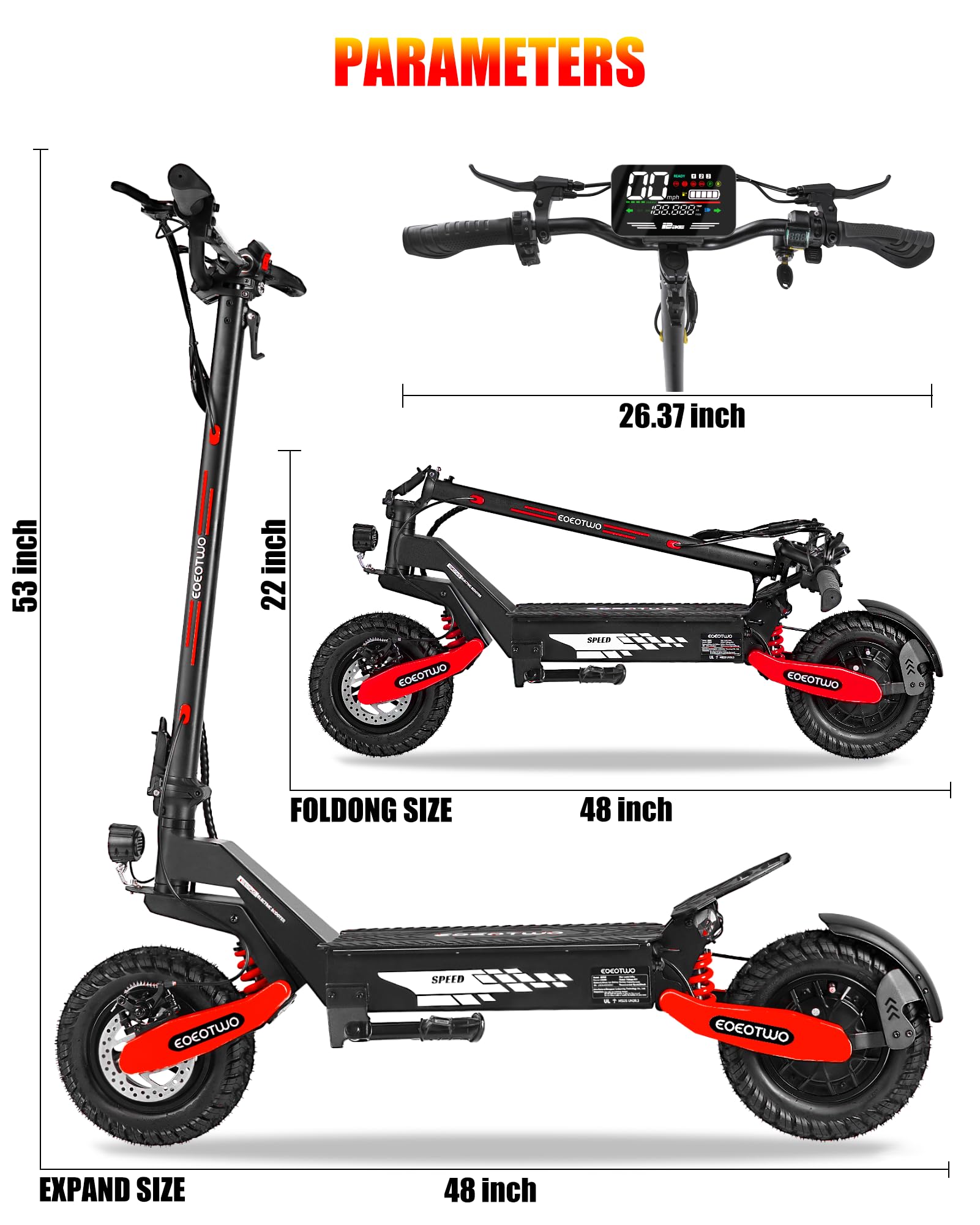Electric Scooter for Adults,31/38 MPH 1200W/2400W Peak Motor | 11" Off-Road Tires Fast E Scooter, Up to 20/45 Miles Range, Dual Suspension, 330 lbs Max Load, Foldable