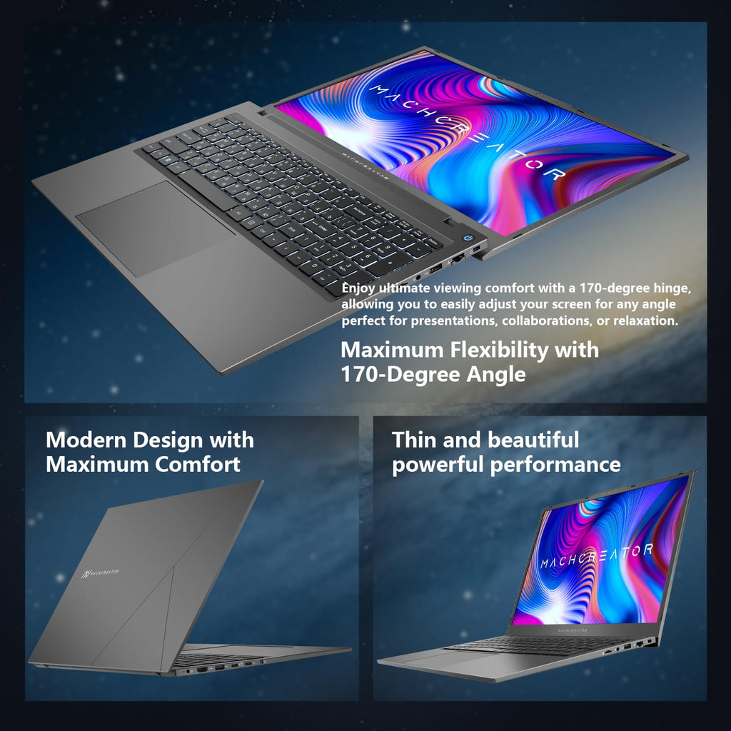 Machenike 17.3’’ Laptop, Intel Processor, 16GB DDR5 RAM, 1TB SSD, Backlit Keyboard, Large-Screen with 120Hz Refresh Rate, Perfect for Work, School, and Streaming, Windows 11 Home, Modern Grey