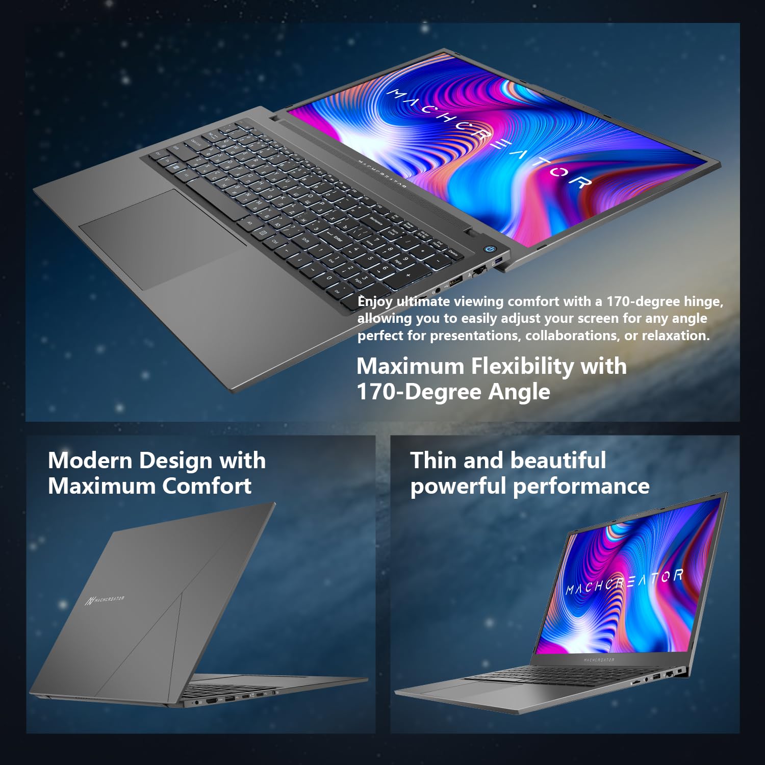 Machenike 17.3’’ Laptop, Intel Processor, 16GB DDR5 RAM, 1TB SSD, Backlit Keyboard, Large-Screen with 120Hz Refresh Rate, Perfect for Work, School, and Streaming, Windows 11 Home, Modern Grey