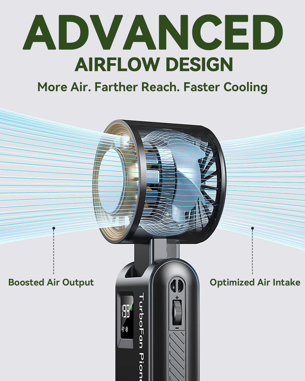 Handheld Portable Turbo Fan with Ice Cooler, Speed (1-199) Rechargeable Personal Fan[20000 RPM] Small Pocket Fans for Travel/Outdoor/Home/Office, Purple