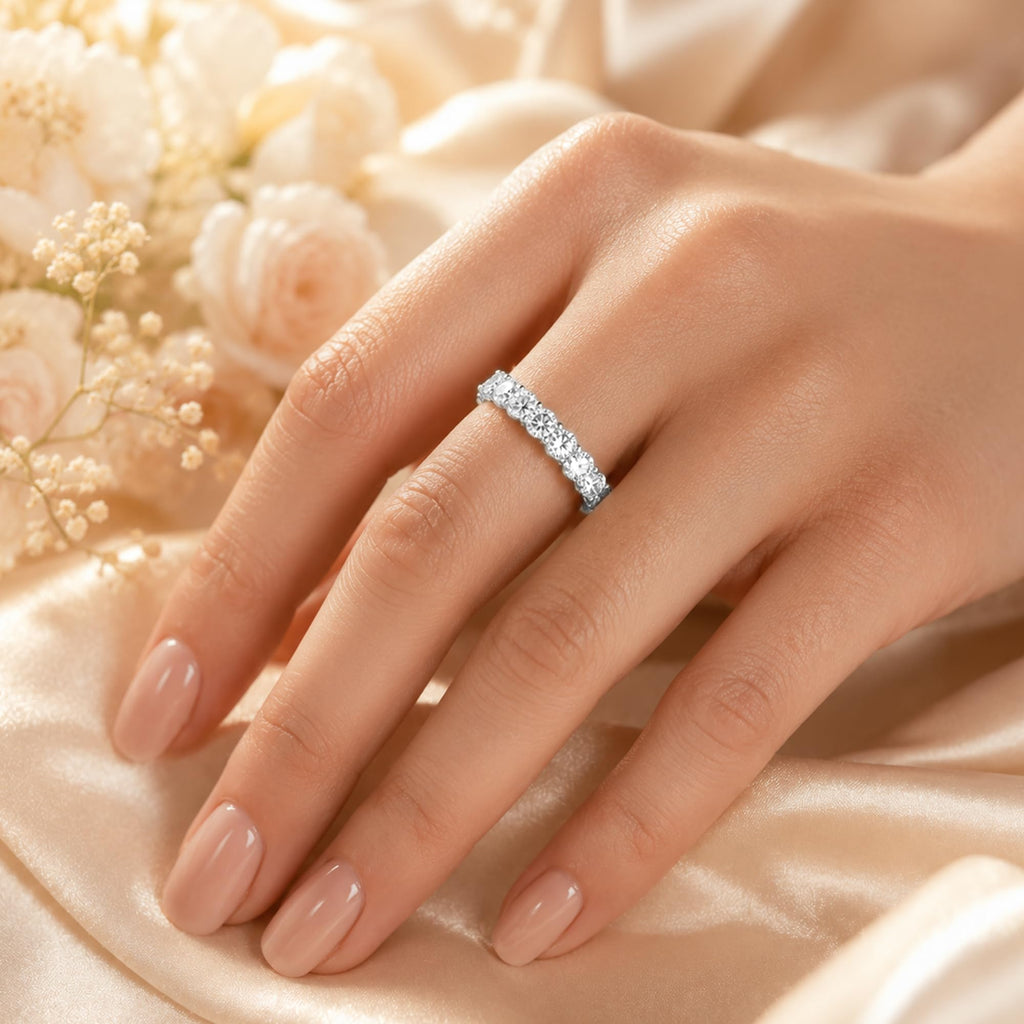 2 Carat to 5 Carat (CT. T.W.)  Diamond Eternity Band Ring for Women |14K Yellow or White Gold Wedding Anniversary Band Ring | D-E Color and VS Clarity