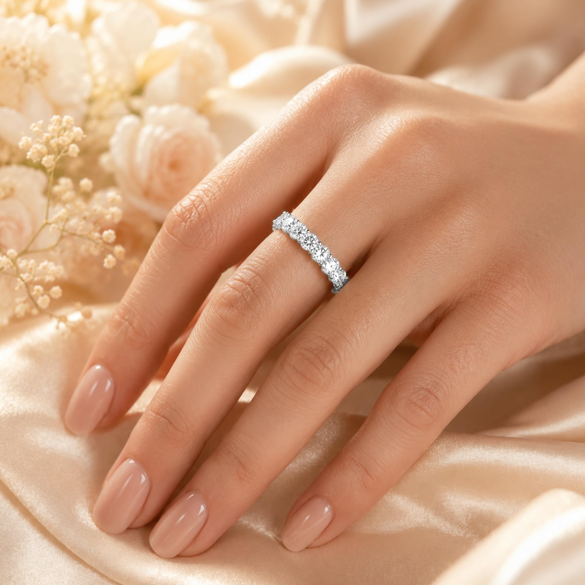 2 Carat to 5 Carat (CT. T.W.)  Diamond Eternity Band Ring for Women |14K Yellow or White Gold Wedding Anniversary Band Ring | D-E Color and VS Clarity