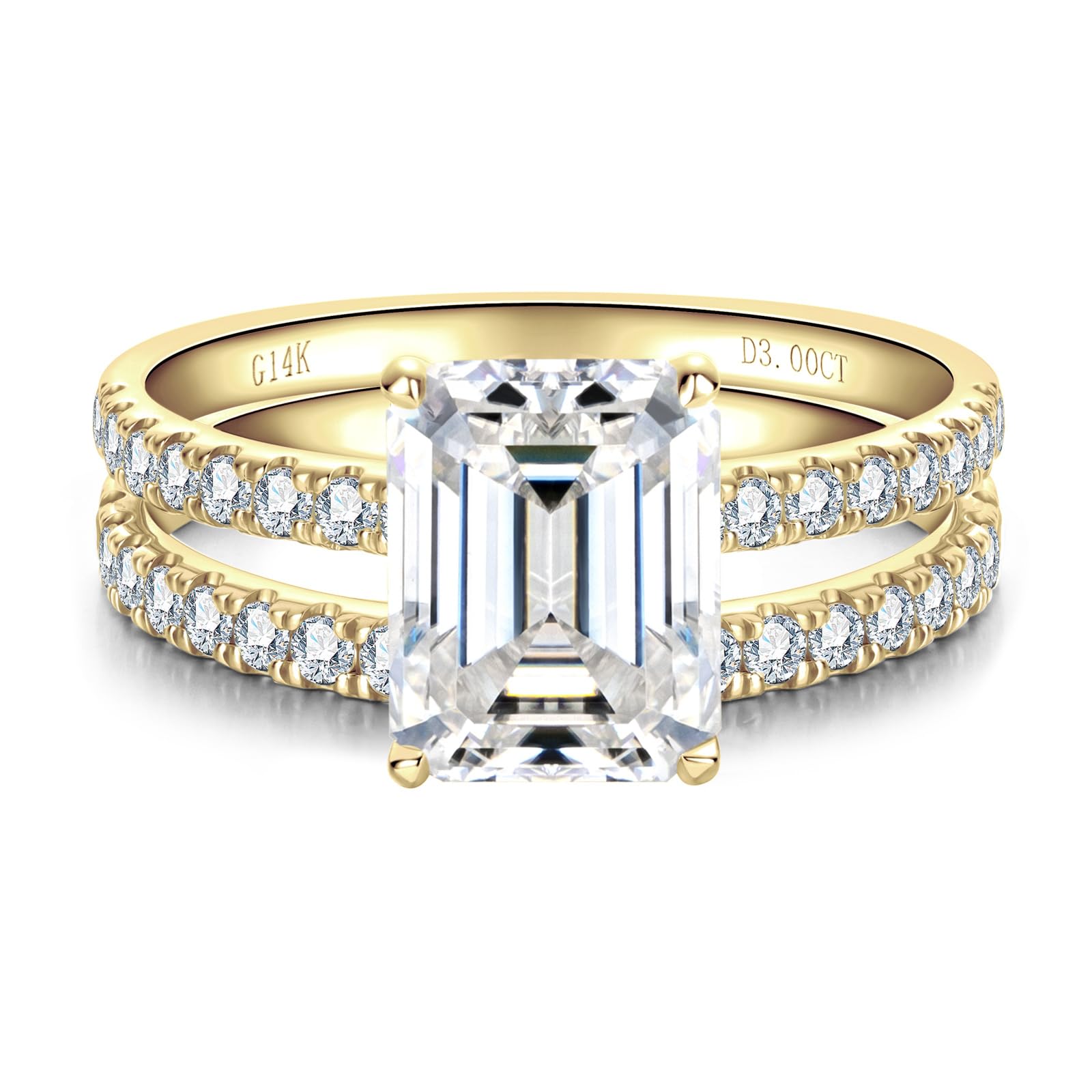 Solid 14K White Gold/Yellow Gold (3CT Center Stone) Moissanite Bridal Ring Set, Real Gold | D Color and FL-VVS1 | Wedding Anniversary Ring Set