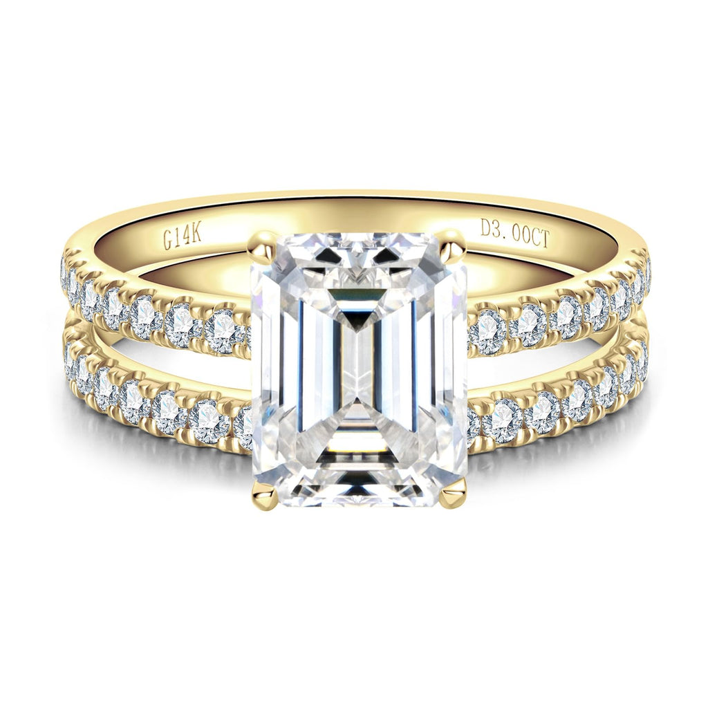 Solid 14K White Gold/Yellow Gold (3CT Center Stone) Moissanite Bridal Ring Set, Real Gold | D Color and FL-VVS1 | Wedding Anniversary Ring Set