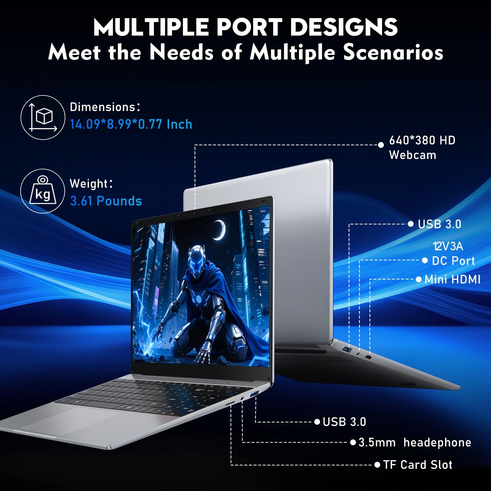 NIAKUN Laptop, Window 11 Pro Laptop Computer 2026, 15.6 Inch Lap Top, 16GB RAM 256GB SSD PC, M3-6Y30 Processor, FHD Display, WIFI5, BT4.2, Webcam, for Business, School, Work, Student, Kids, Gray