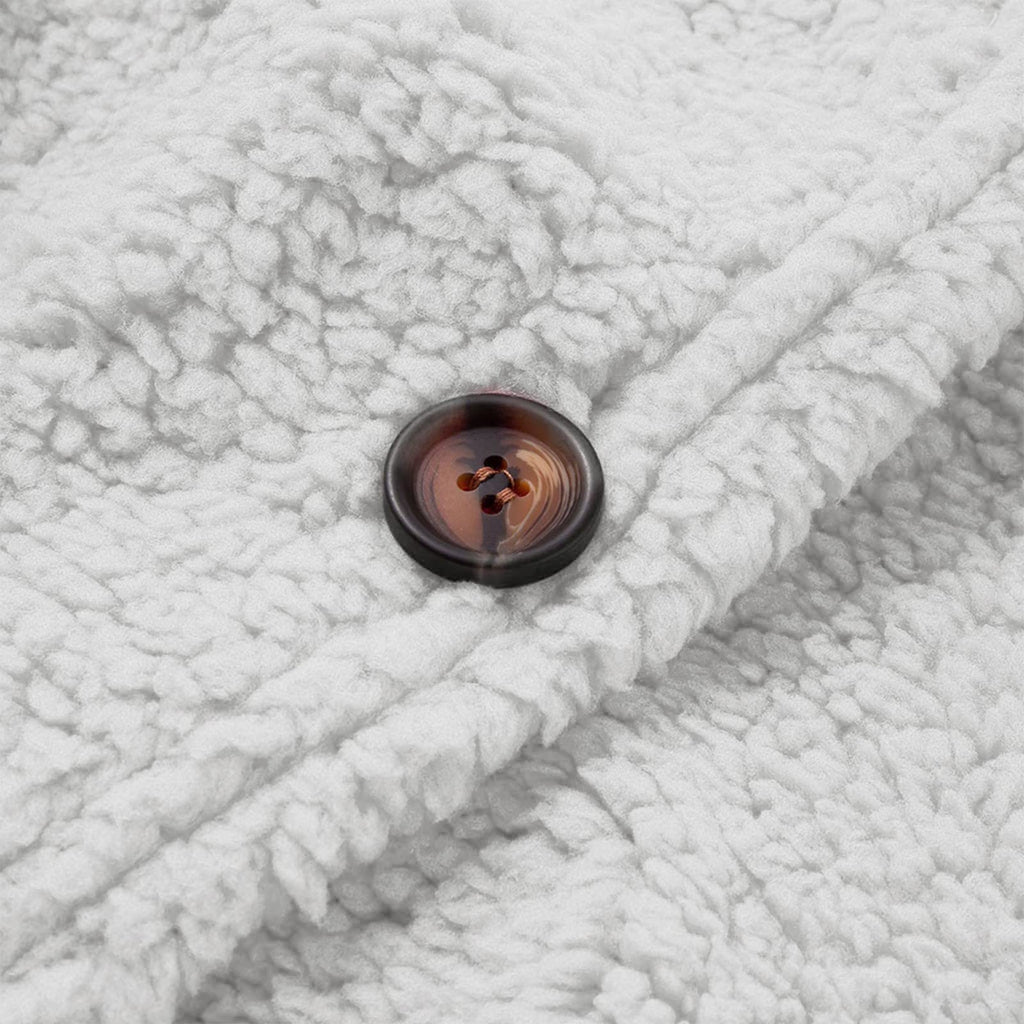 Cdiecer Fuzzy Jackets for Women Winter Sherpa Coat Autumn Winter Fleece Jacket Button Solid Color Cardigan With Pockets
