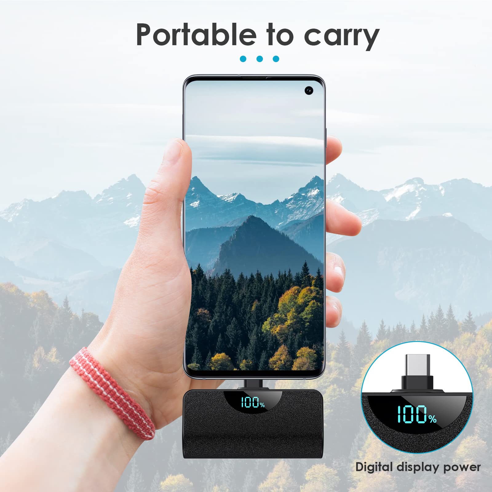 Mini Portable Charger USB C Power Bank,Upgraded 5000mAh PD Fast Charging Battery Pack Built-in USB-C Connector Travel Essential for iPhone17/17Pro/17Pro Max/Air/16 Plus/16Pro Max/15 Series Android