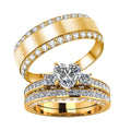 s925 10K 14K 18K Real Gold Couple Rings Sets, 3pcs Wedding Rings Set for Men and Women, Customized His and Her Matching Engagement Bands Set Free Engraving