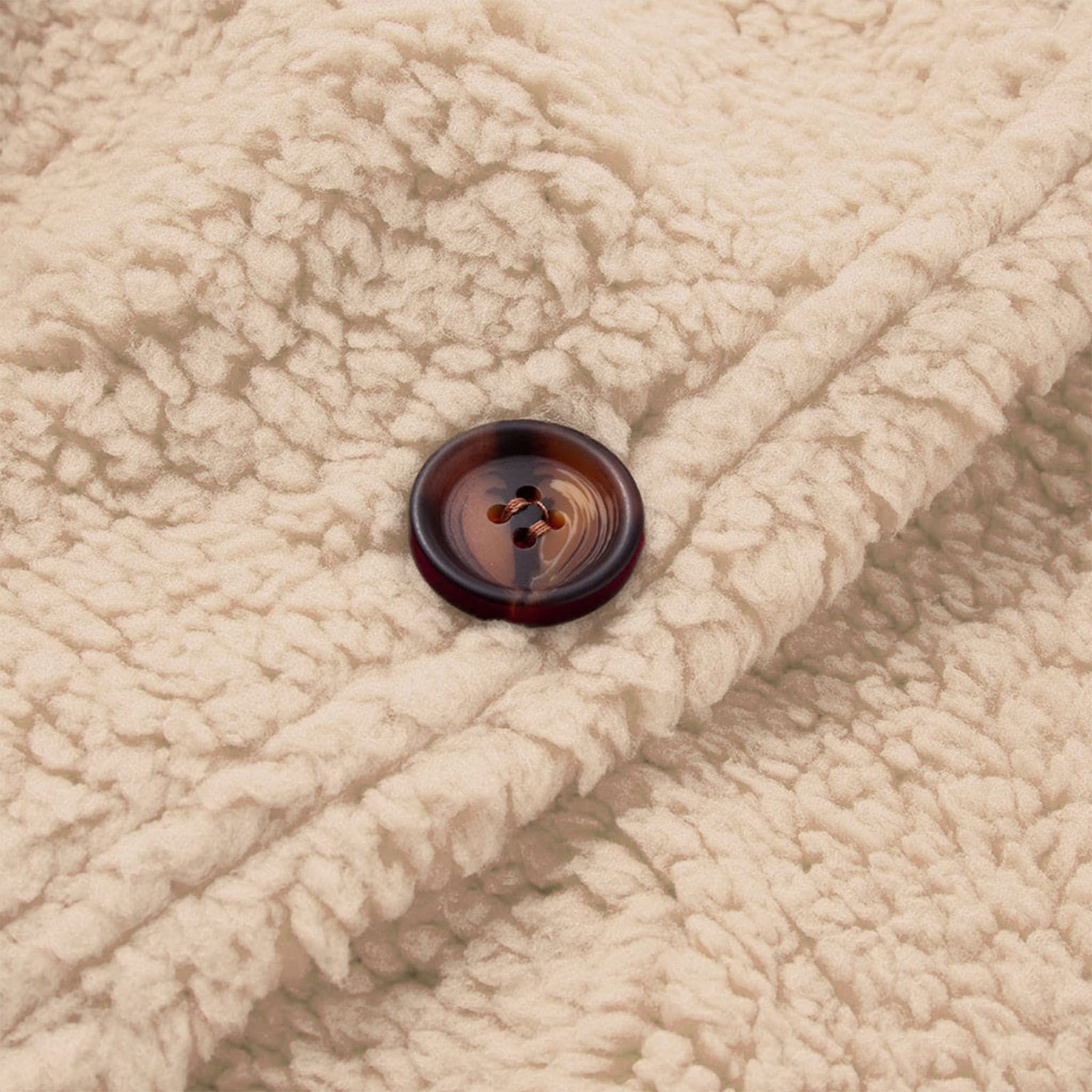 Cdiecer Fuzzy Jackets for Women Winter Sherpa Coat Autumn Winter Fleece Jacket Button Solid Color Cardigan With Pockets
