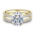 Solid 14K White Gold/Yellow Gold (3CT Center Stone) Moissanite Bridal Ring Set, Real Gold | D Color and FL-VVS1 | Wedding Anniversary Ring Set