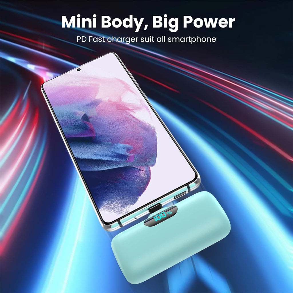 Mini Portable Charger USB C Power Bank,Upgraded 5000mAh PD Fast Charging Battery Pack Built-in USB-C Connector Travel Essential for iPhone17/17Pro/17Pro Max/Air/16 Plus/16Pro Max/15 Series Android