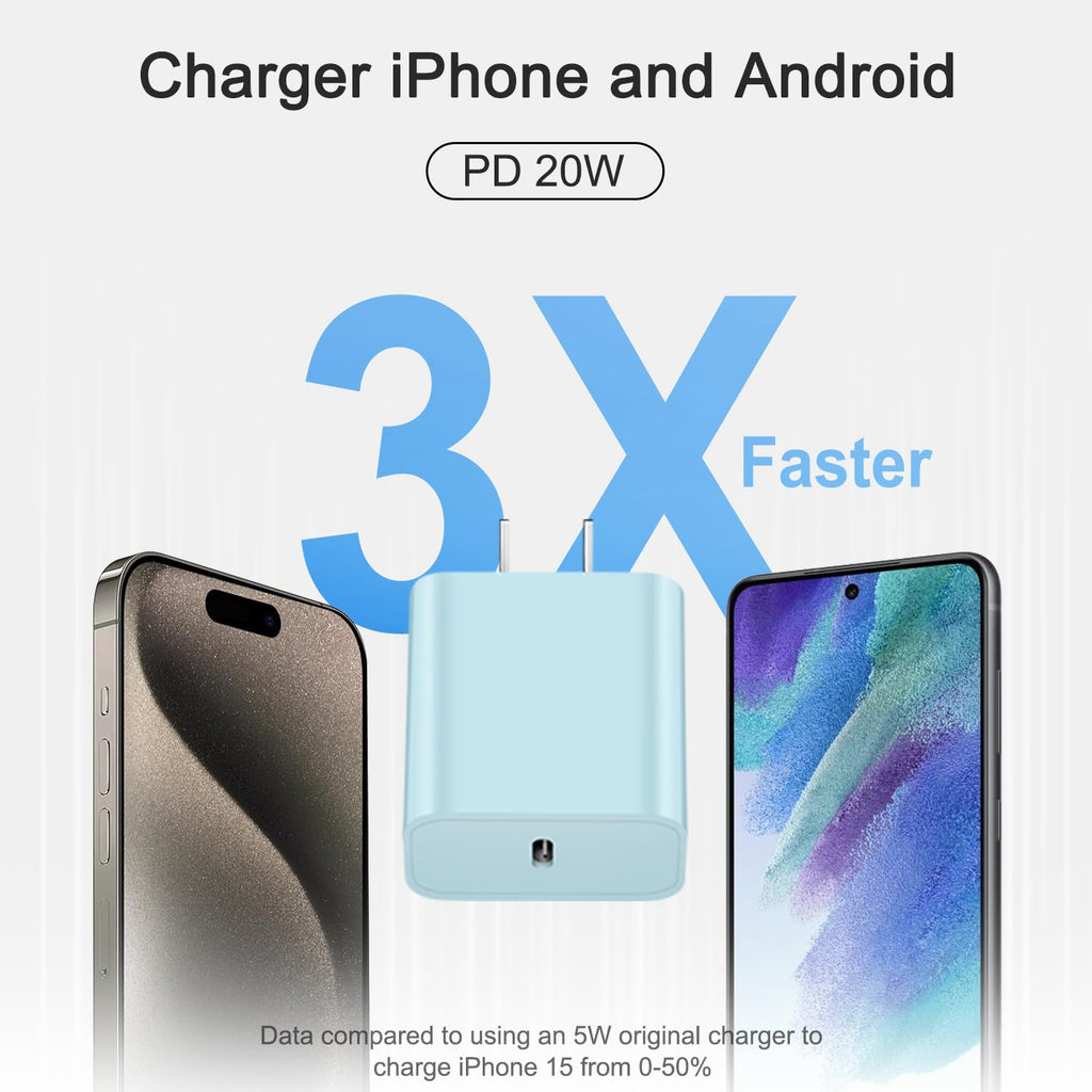 iPhone 17 16 15 Charger Fast Charging 3+3Pack Type C Charger USB C Chargers Block with 6FT Cable for iPhone Air/17/17 Plus/17 Pro/17 Pro Max/16/16 Plus/16 Pro/16 Pro Max/15/15 Pro Max/iPad Pro