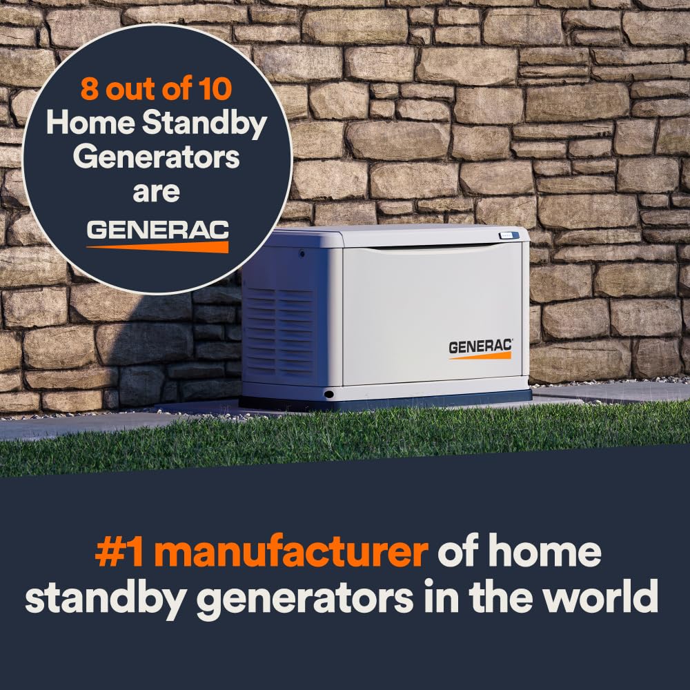 Generac 22kW Home Standby Generator for home use, built-in cellular connectivity, whole house generator for power backup
