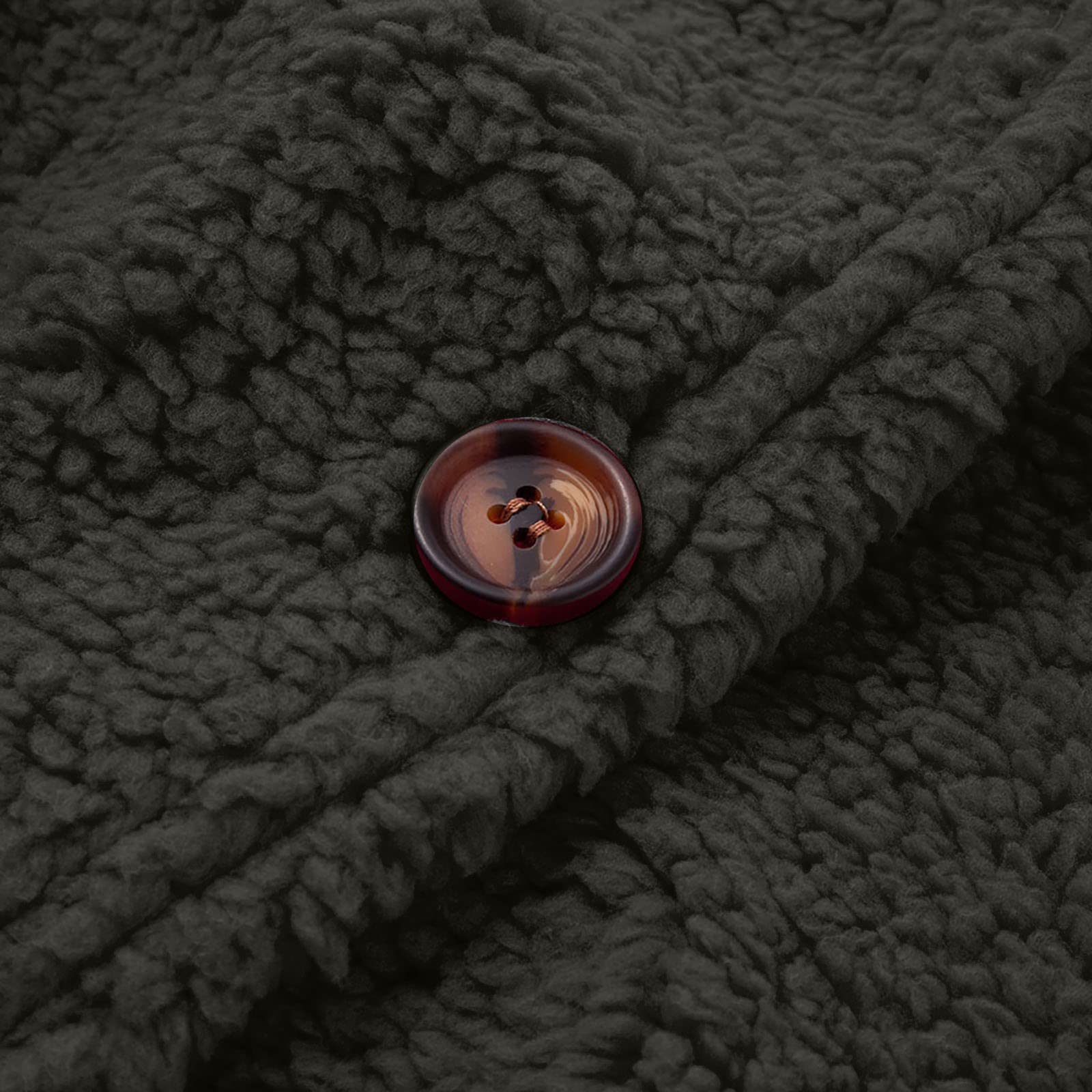 Cdiecer Fuzzy Jackets for Women Winter Sherpa Coat Autumn Winter Fleece Jacket Button Solid Color Cardigan With Pockets