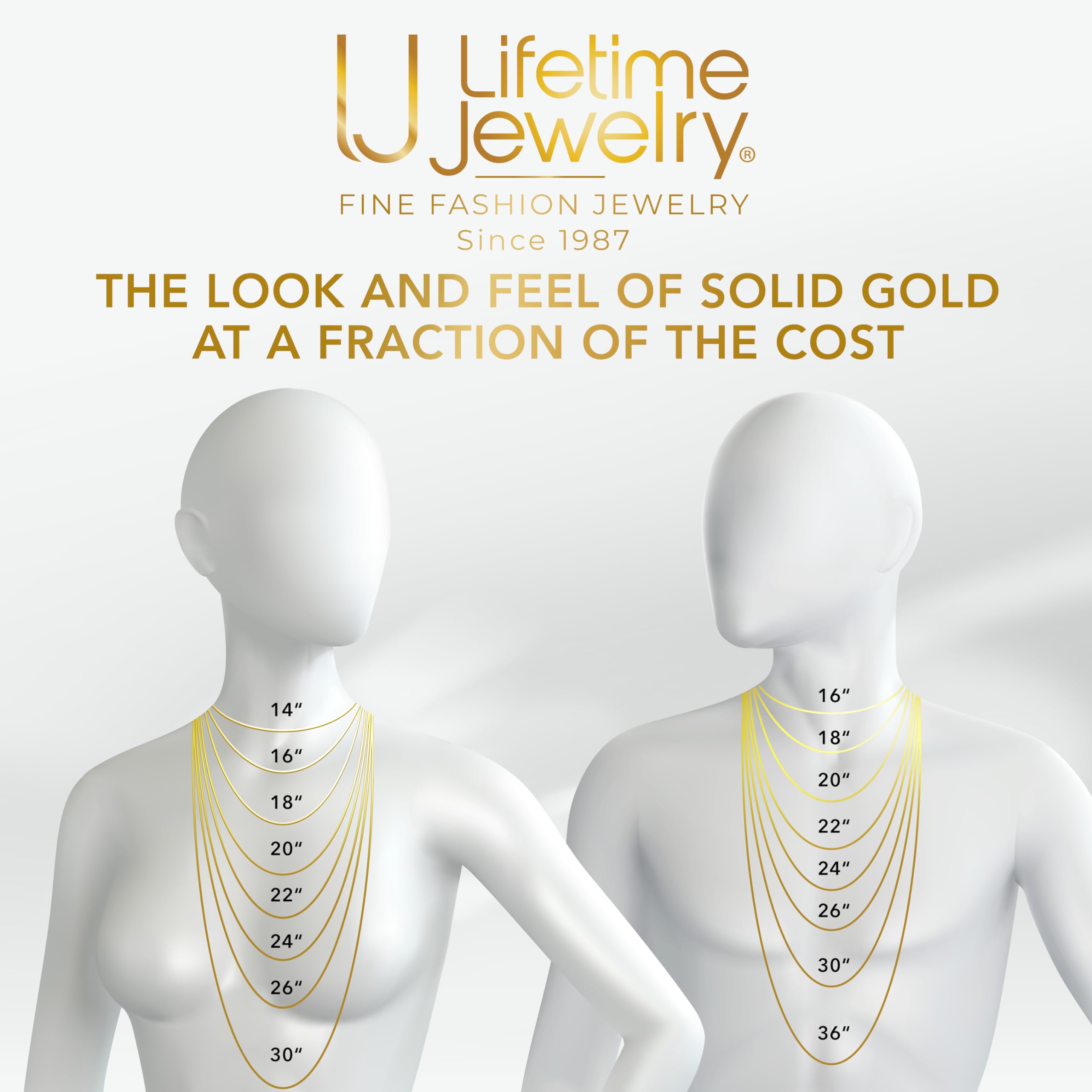 LIFETIME JEWELRY 11mm Gold Cuban Link Chain for Men - 24k Real Gold Necklace Plated - Lifetime Promise - Heavy Duty Clasp - Gold or White Gold