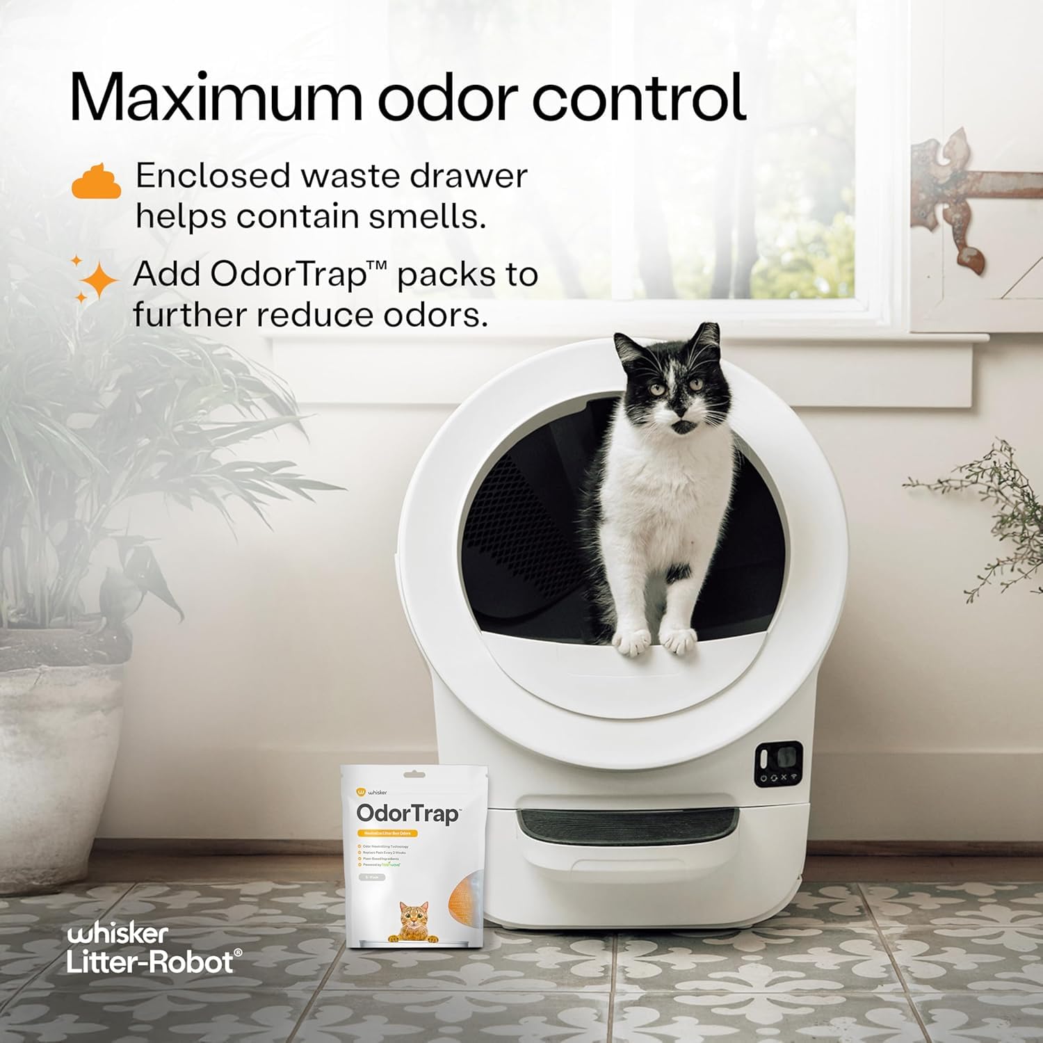 Litter-Robot EVO Bundle by Whisker, Black - Automatic Self-Cleaning Cat Litter Box, Compact Space-Saving Design, Advanced Odor Control, Includes Robot, Mat, and Supply Kit (Black)