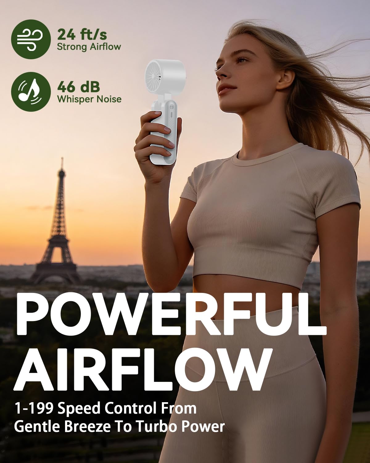 Handheld Portable Turbo Fan with Ice Cooler, Speed (1-199) Rechargeable Personal Fan[20000 RPM] Small Pocket Fans for Travel/Outdoor/Home/Office, Purple