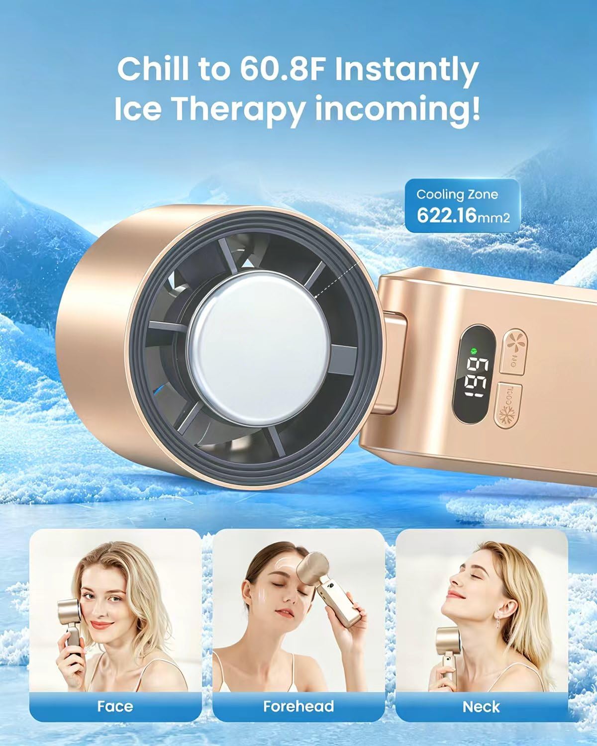 Handheld Portable Turbo Fan with Ice Cooler, Speed (1-199) Rechargeable Personal Fan[20000 RPM] Small Pocket Fans for Travel/Outdoor/Home/Office, Purple