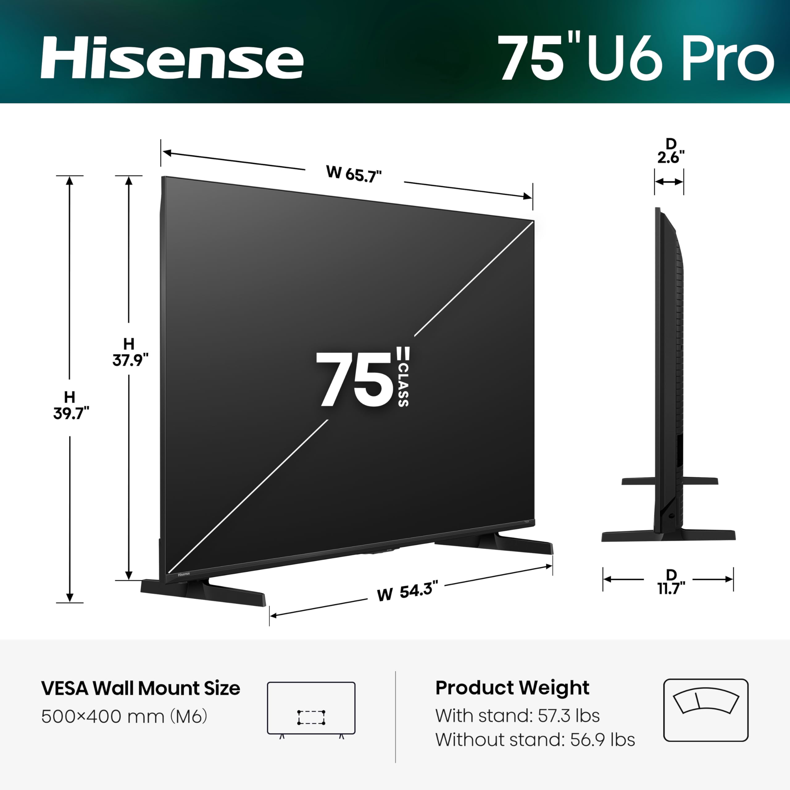 Hisense 100" U6 Pro Series Mini‑LED ULED 4K UHD HDR Gaming AI Smart Fire TV (100U6SF Pro, 2026 New) – Hi-QLED, Native 144Hz, Motion Rate 480, Dolby Vision IQ · Atmos, HDR10+, Glare-Free, Alexa+