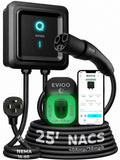 EVIQO NACS Charger for Tesla 48 Amp 240V Hardwired Level 2 EV Charger - Wall EV Charger Level 2, 25ft Cable, WiFi (2.4 GHz) Smart App - Weatherproof, Outdoor (IP66,NEMA 4) UL, ETL Certified
