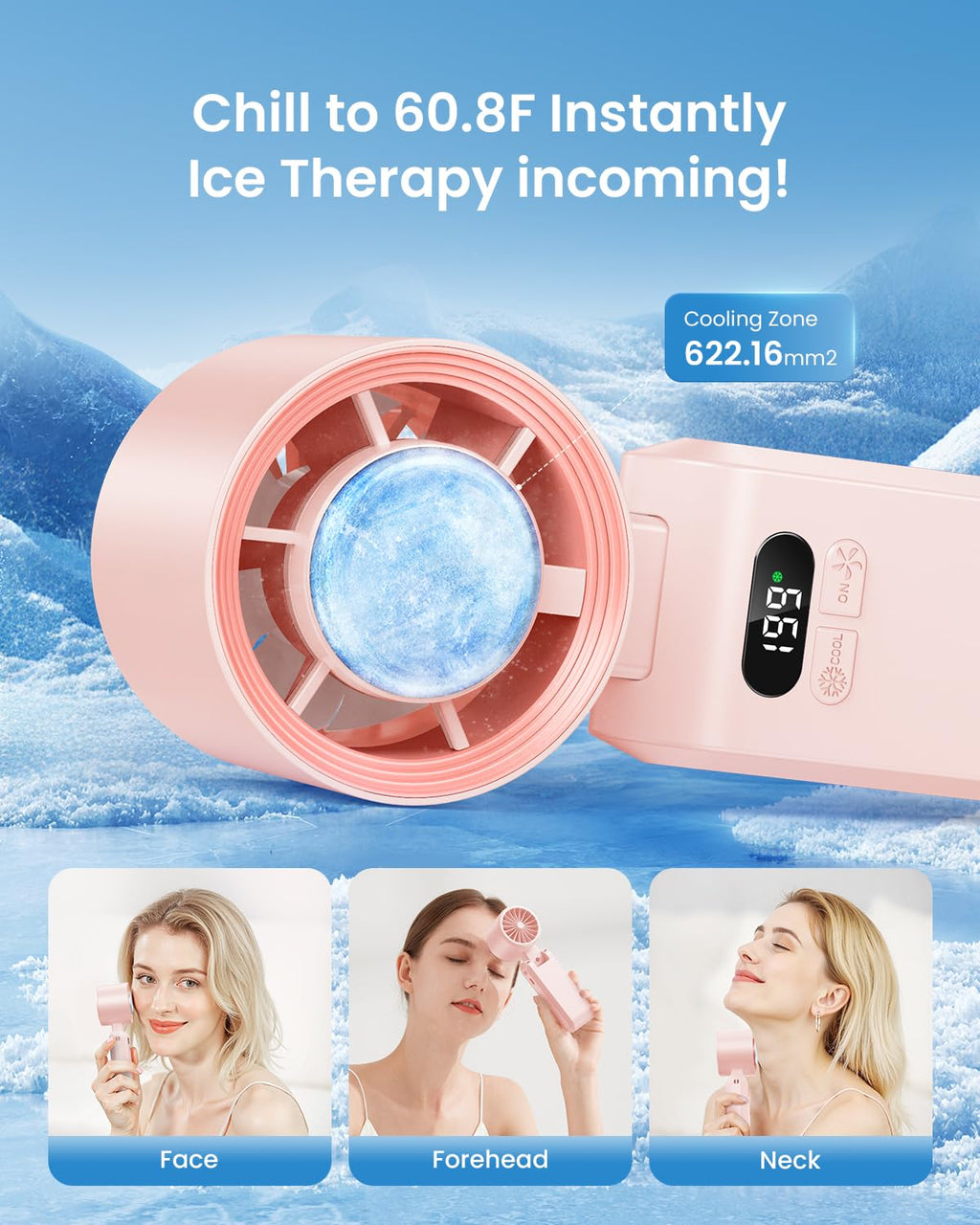 Handheld Portable Turbo Fan with Ice Cooler, Speed (1-199) Rechargeable Personal Fan[20000 RPM] Small Pocket Fans for Travel/Outdoor/Home/Office, Purple