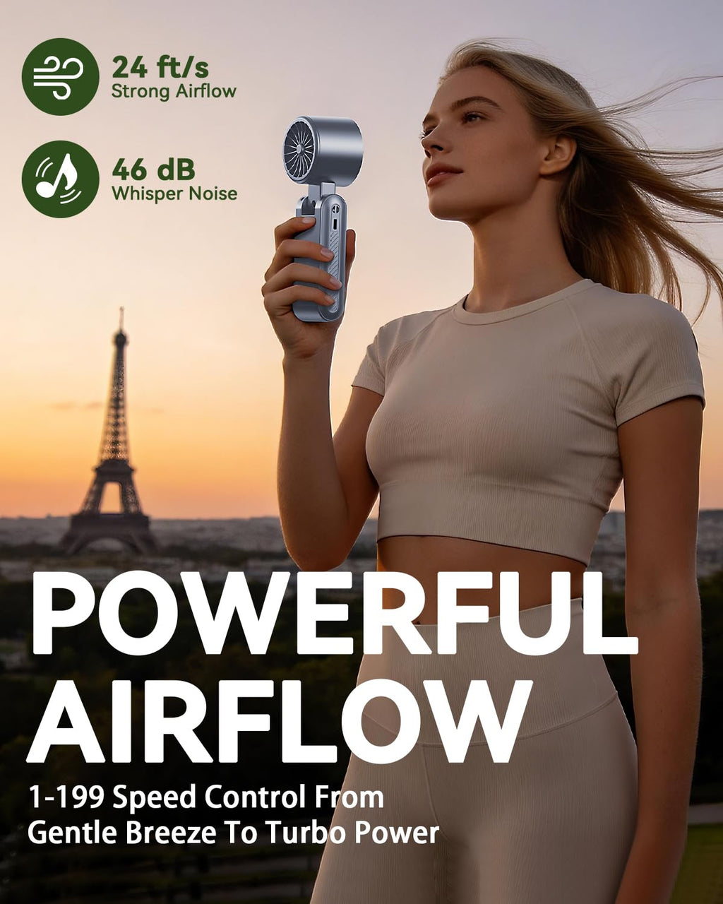 Handheld Portable Turbo Fan with Ice Cooler, Speed (1-199) Rechargeable Personal Fan[20000 RPM] Small Pocket Fans for Travel/Outdoor/Home/Office, Purple