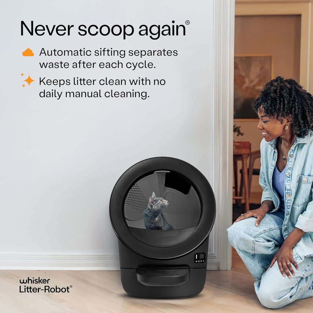 Litter-Robot EVO Bundle by Whisker, Black - Automatic Self-Cleaning Cat Litter Box, Compact Space-Saving Design, Advanced Odor Control, Includes Robot, Mat, and Supply Kit (Black)