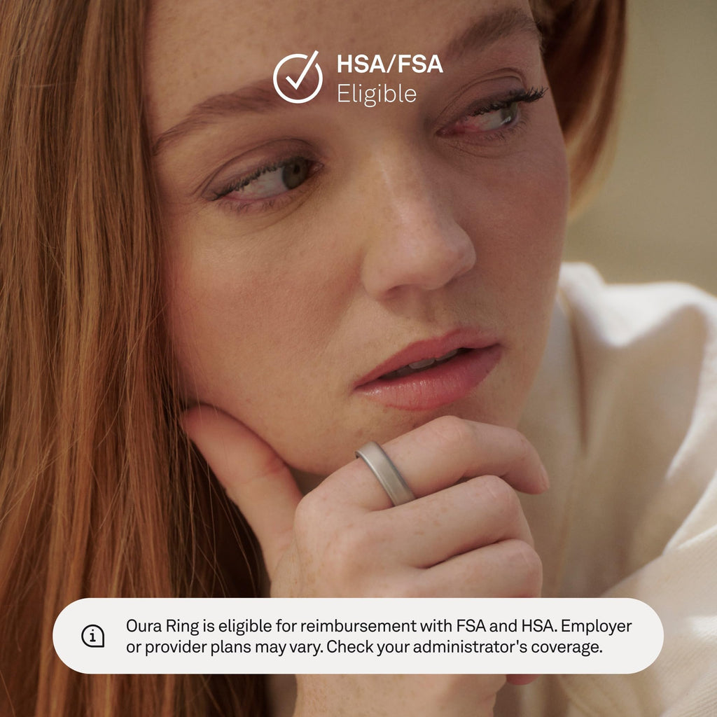 Oura Ring 5 - Silver - Size 8 - World’s Smallest Smart Ring - Sleep, Activity, Women’s Health, AI Advisor, 1 Week of Battery Life, Size Before You Buy, Android & iOS Compatible